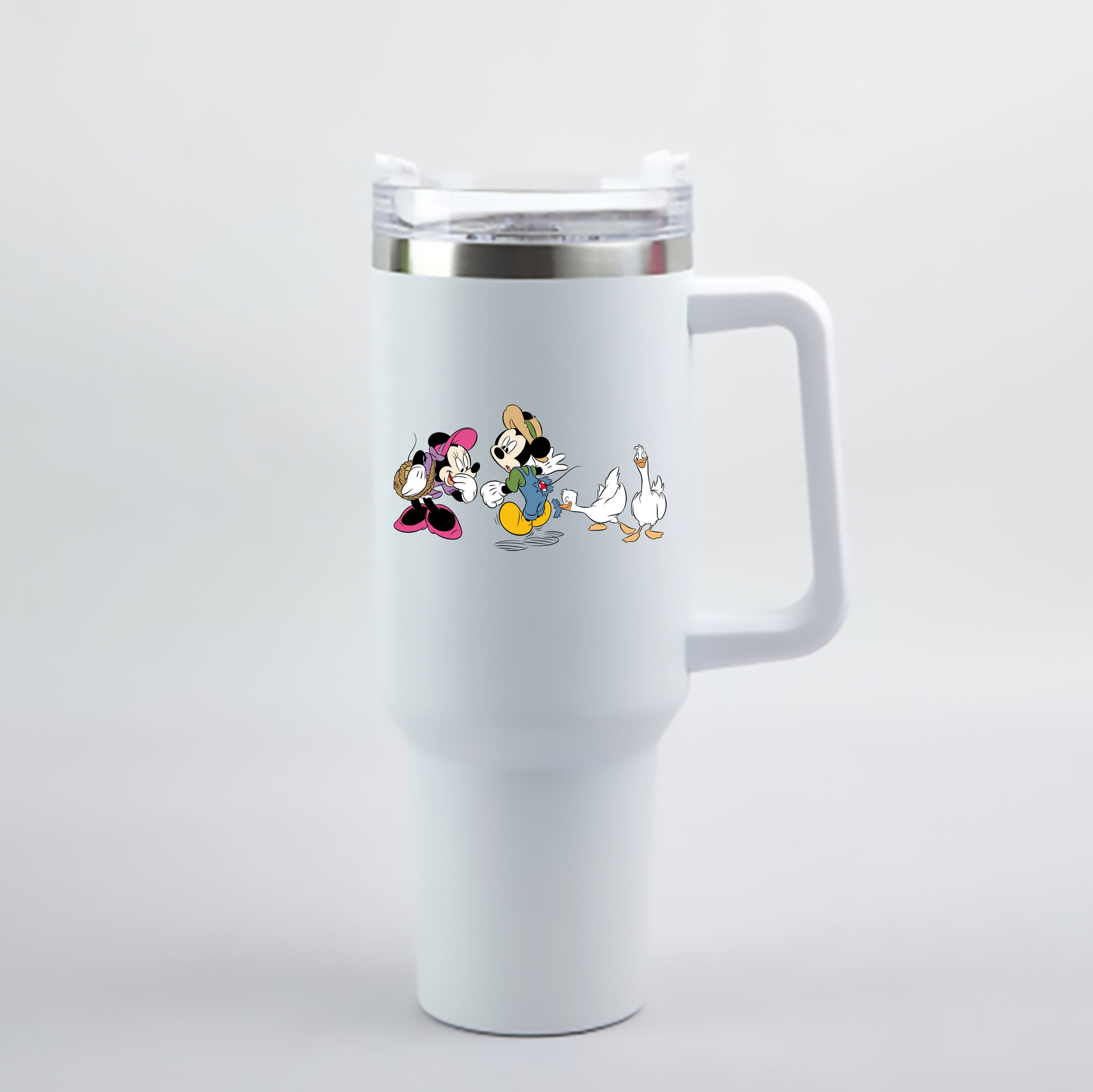 （画像用） ミッキーマウス Mickey Mouse 1200mL車用タンブラー - クリスタルステッカー（プラスチックストロー付き）