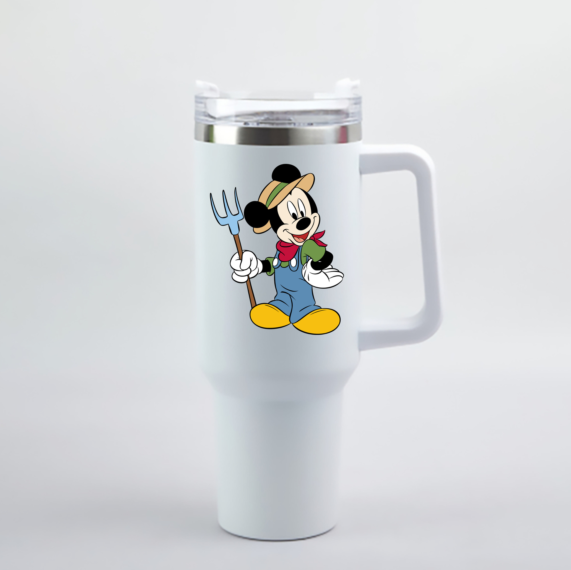 （画像用） ミッキーマウス Mickey Mouse 1200mL車用タンブラー - クリスタルステッカー（プラスチックストロー付き）