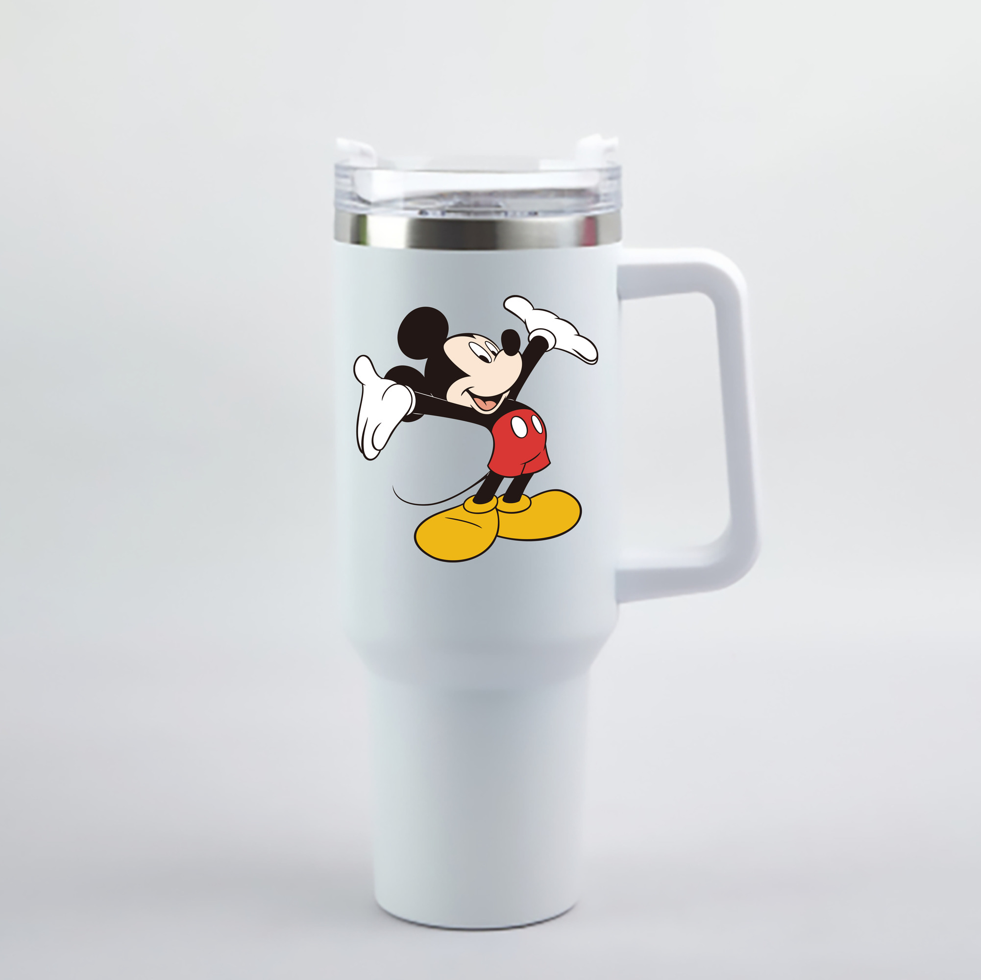 （画像用） ミッキーマウス Mickey Mouse 1200mL車用タンブラー - クリスタルステッカー（プラスチックストロー付き）