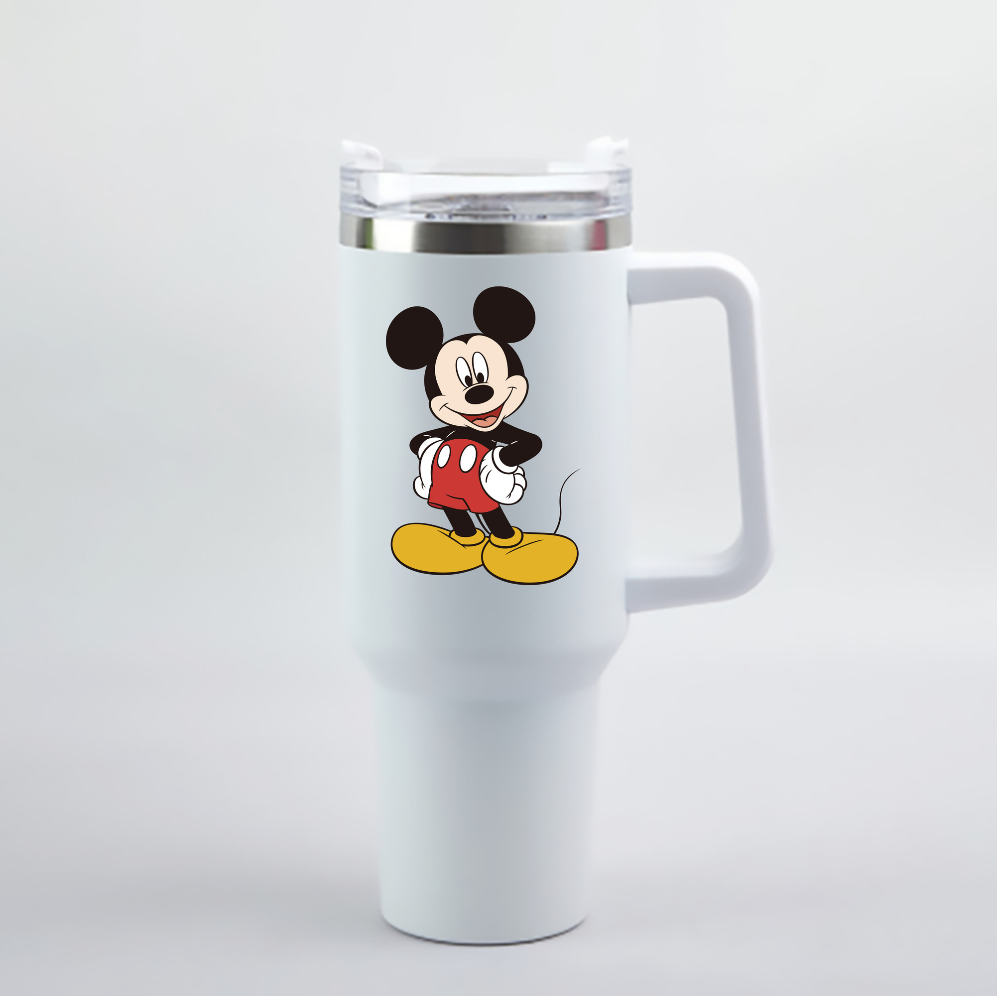 （画像用） ミッキーマウス Mickey Mouse 1200mL車用タンブラー - クリスタルステッカー（プラスチックストロー付き）