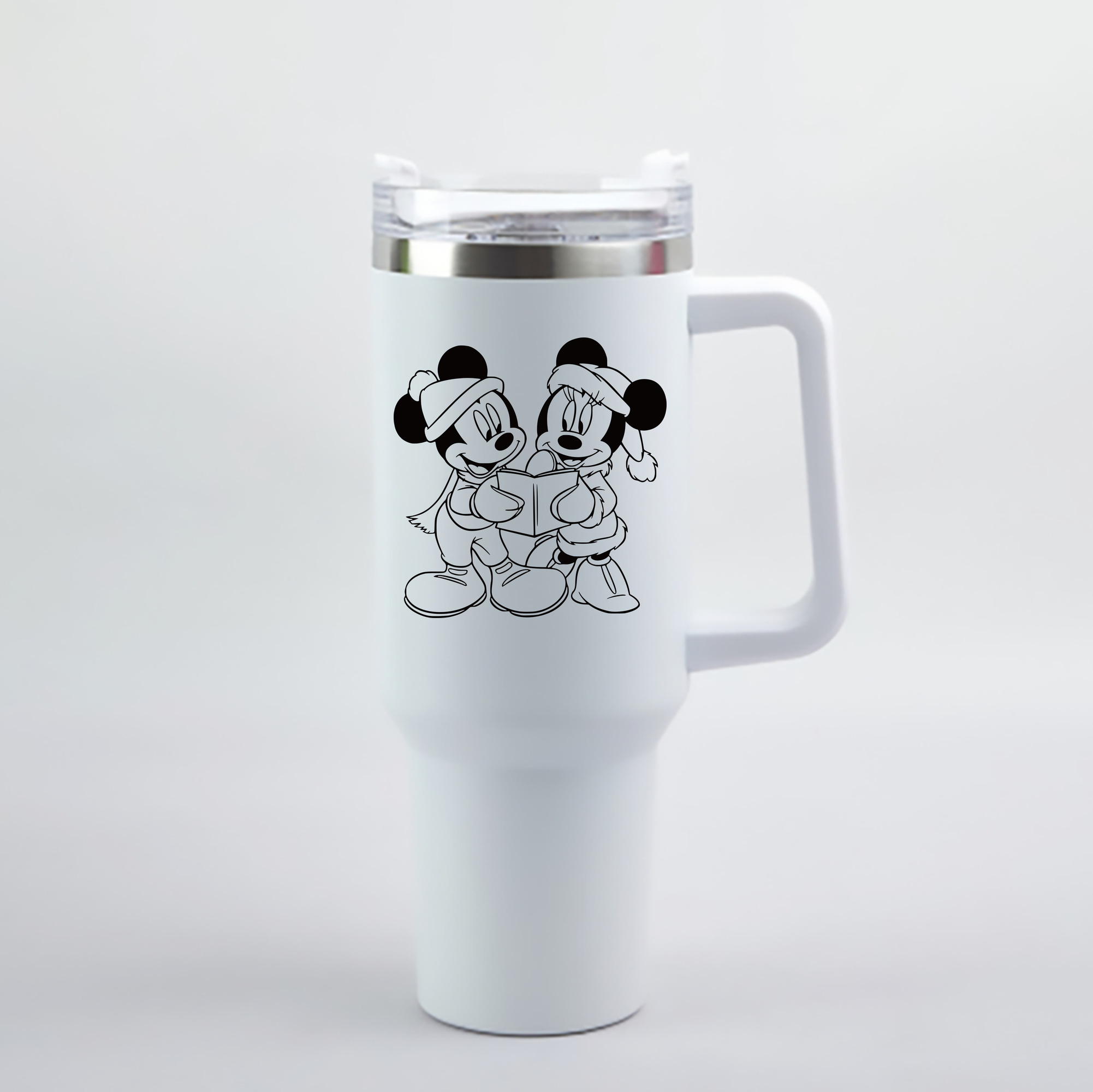 （画像用） ミッキーマウス Mickey Mouse 1200mL車用タンブラー - クリスタルステッカー（プラスチックストロー付き）