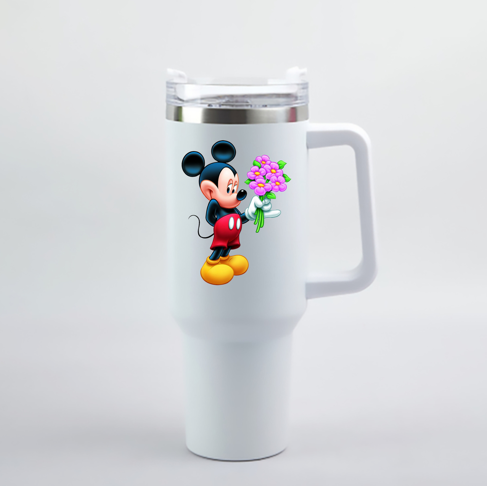 （画像用） ミッキーマウス Mickey Mouse 1200mL車用タンブラー - クリスタルステッカー（プラスチックストロー付き）