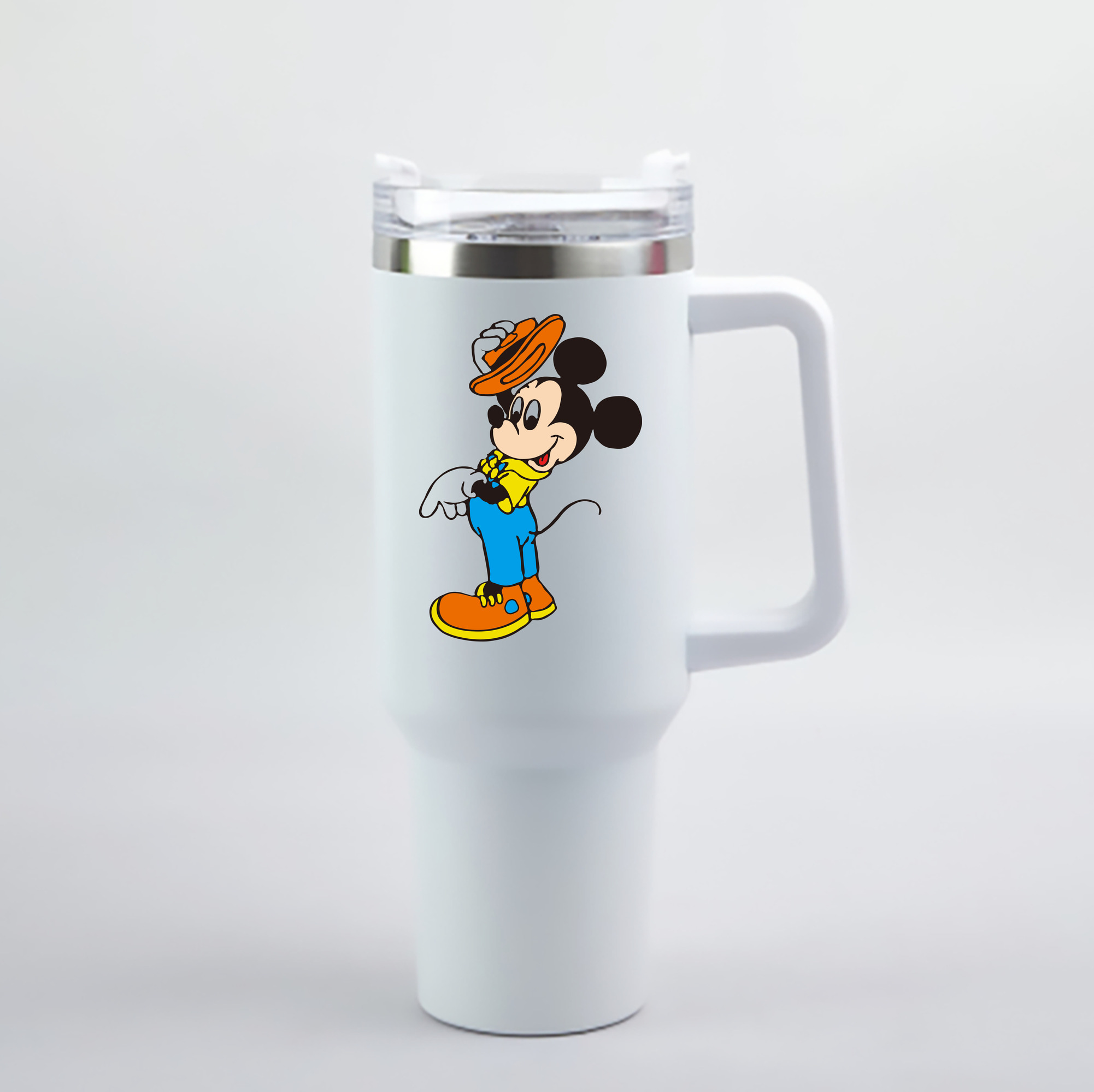 （画像用） ミッキーマウス Mickey Mouse 1200mL車用タンブラー - クリスタルステッカー（プラスチックストロー付き）