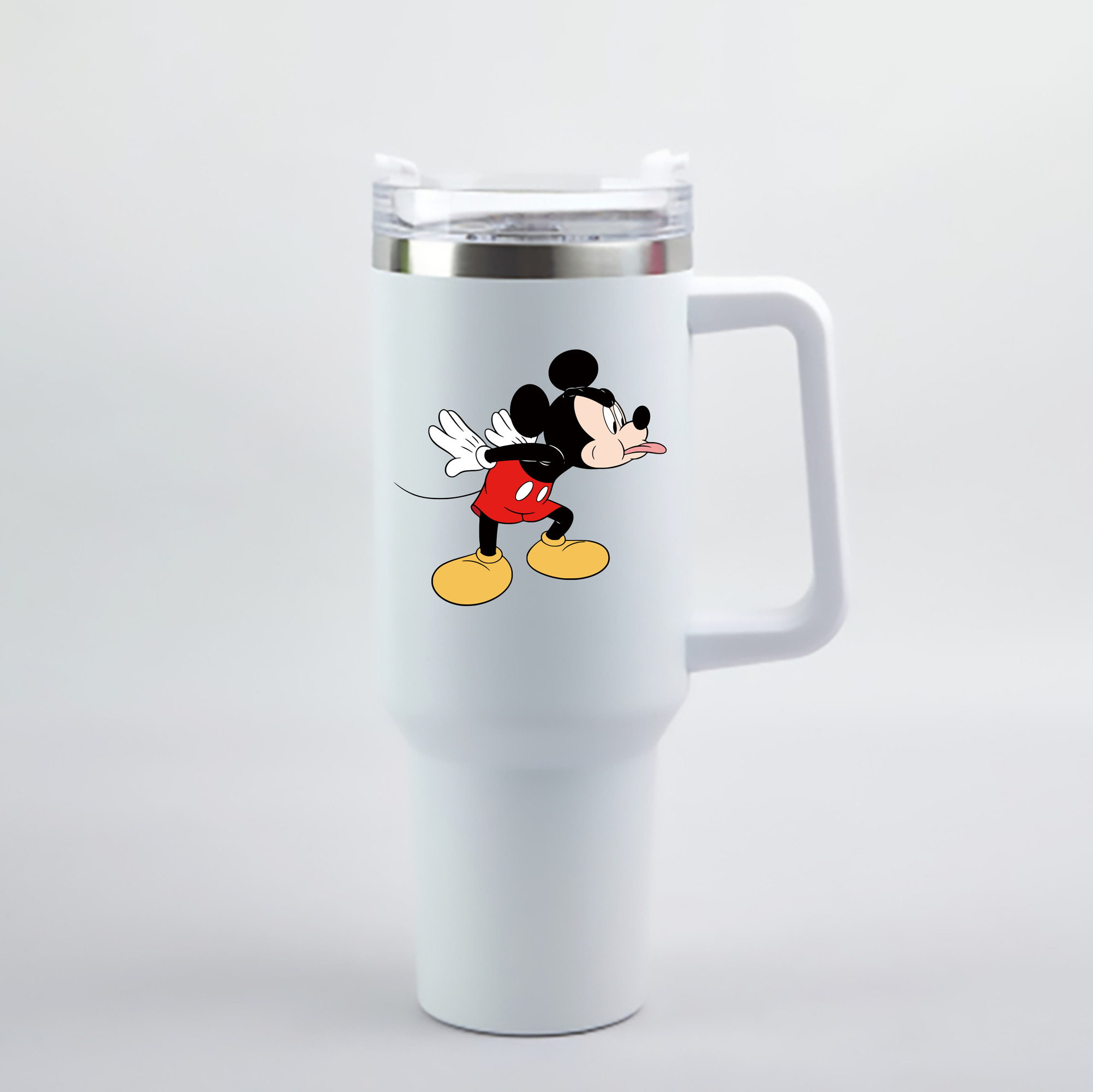 （画像用） ミッキーマウス Mickey Mouse 1200mL車用タンブラー - クリスタルステッカー（プラスチックストロー付き）