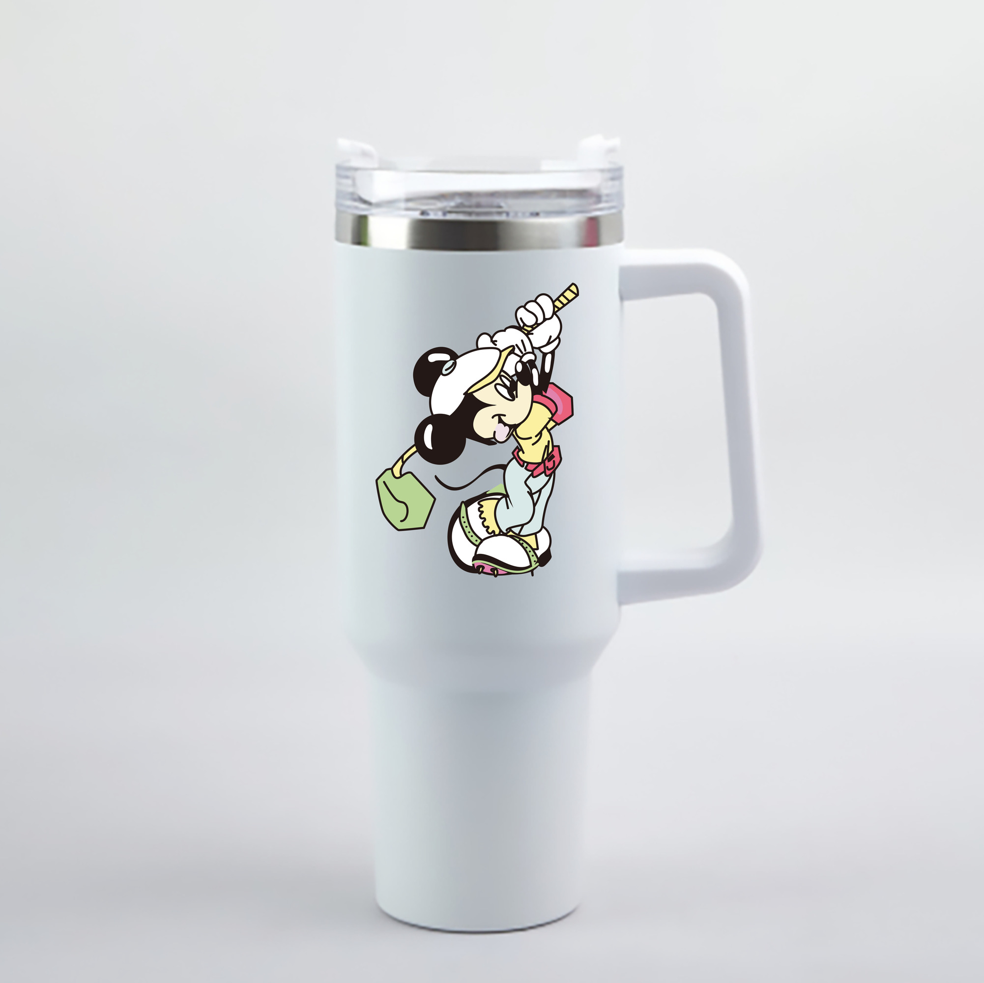 （画像用） ミッキーマウス Mickey Mouse 1200mL車用タンブラー - クリスタルステッカー（プラスチックストロー付き）