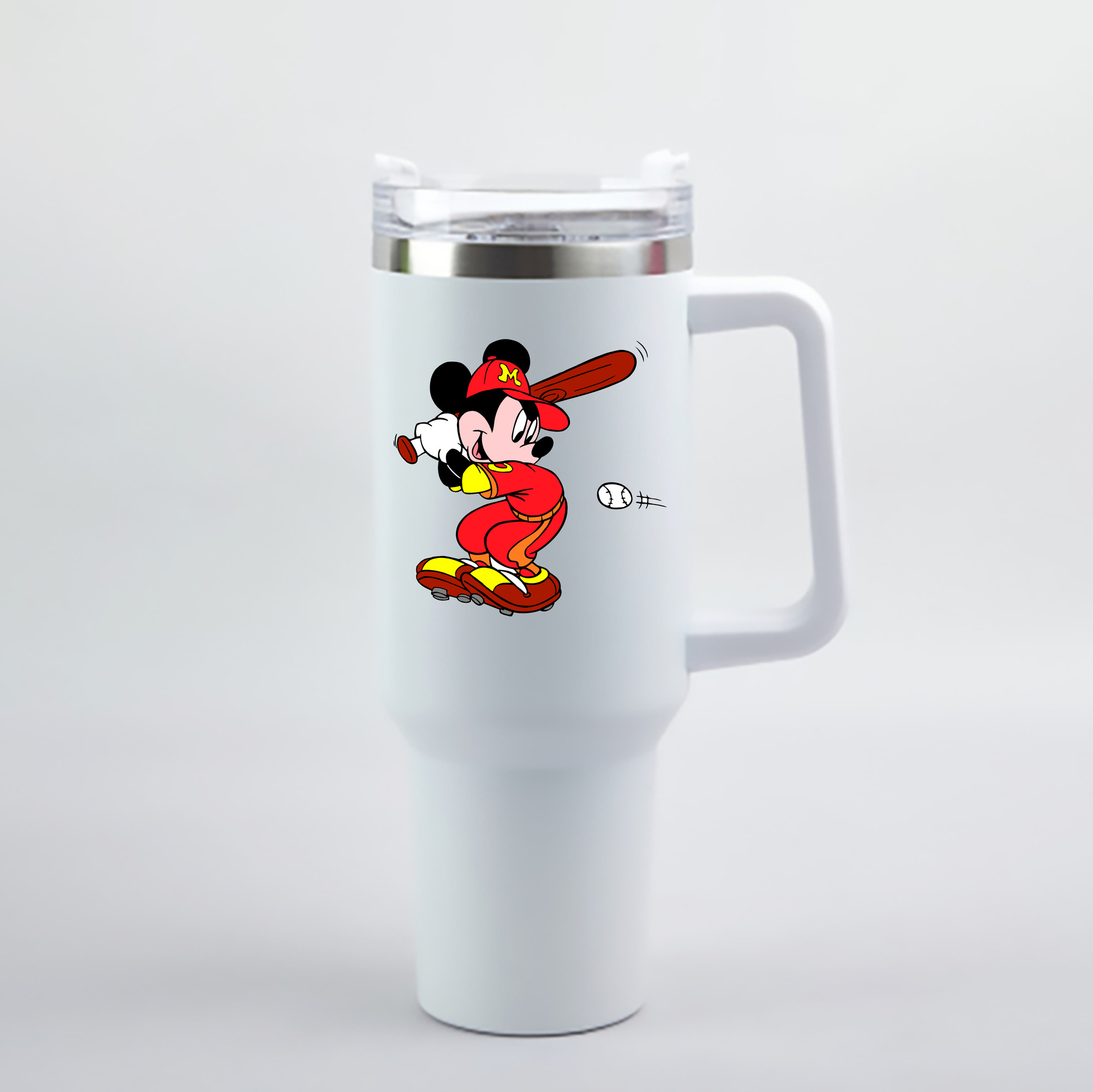 （画像用） ミッキーマウス Mickey Mouse 1200mL車用タンブラー - クリスタルステッカー（プラスチックストロー付き）