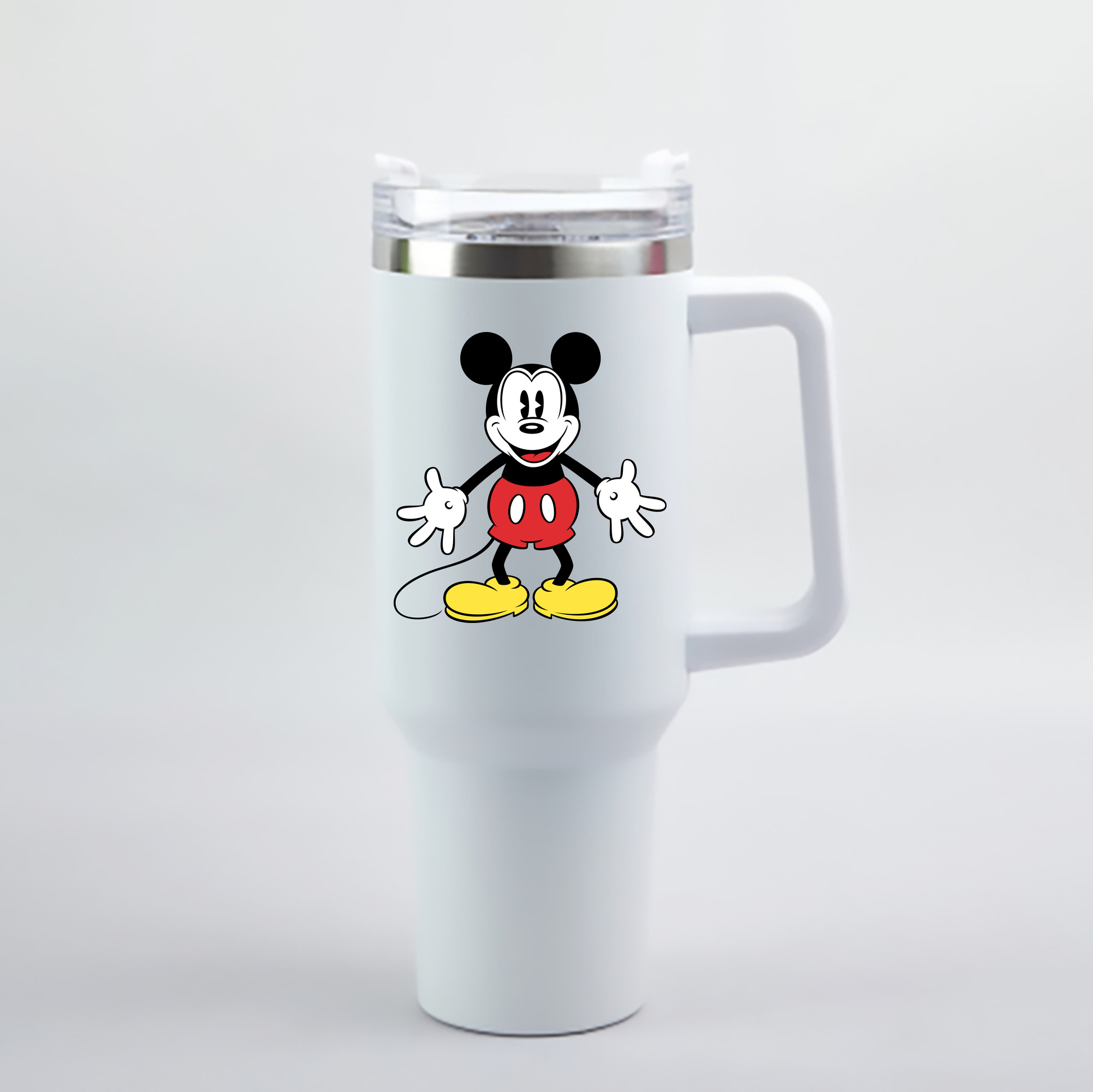 （画像用） ミッキーマウス Mickey Mouse 1200mL車用タンブラー - クリスタルステッカー（プラスチックストロー付き）