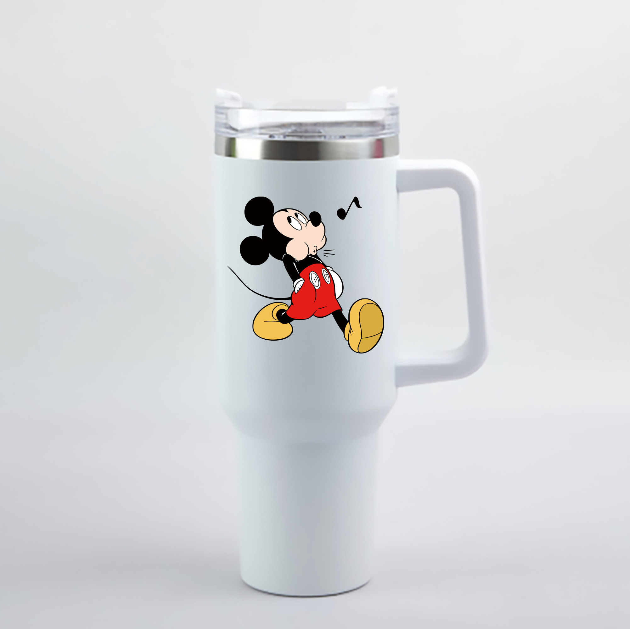 （画像用） ミッキーマウス Mickey Mouse 1200mL車用タンブラー - クリスタルステッカー（プラスチックストロー付き）