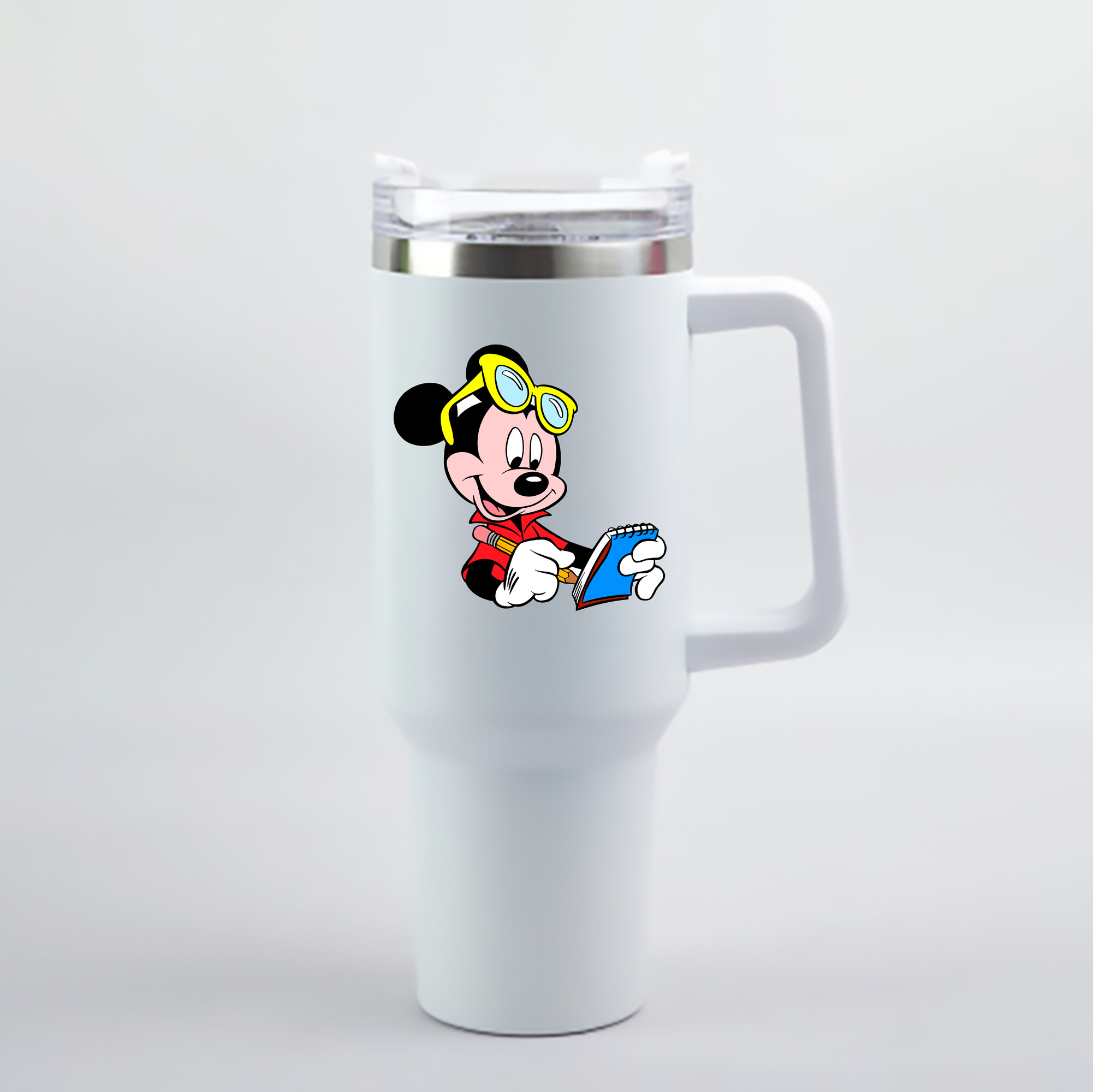 （画像用） ミッキーマウス Mickey Mouse 1200mL車用タンブラー - クリスタルステッカー（プラスチックストロー付き）
