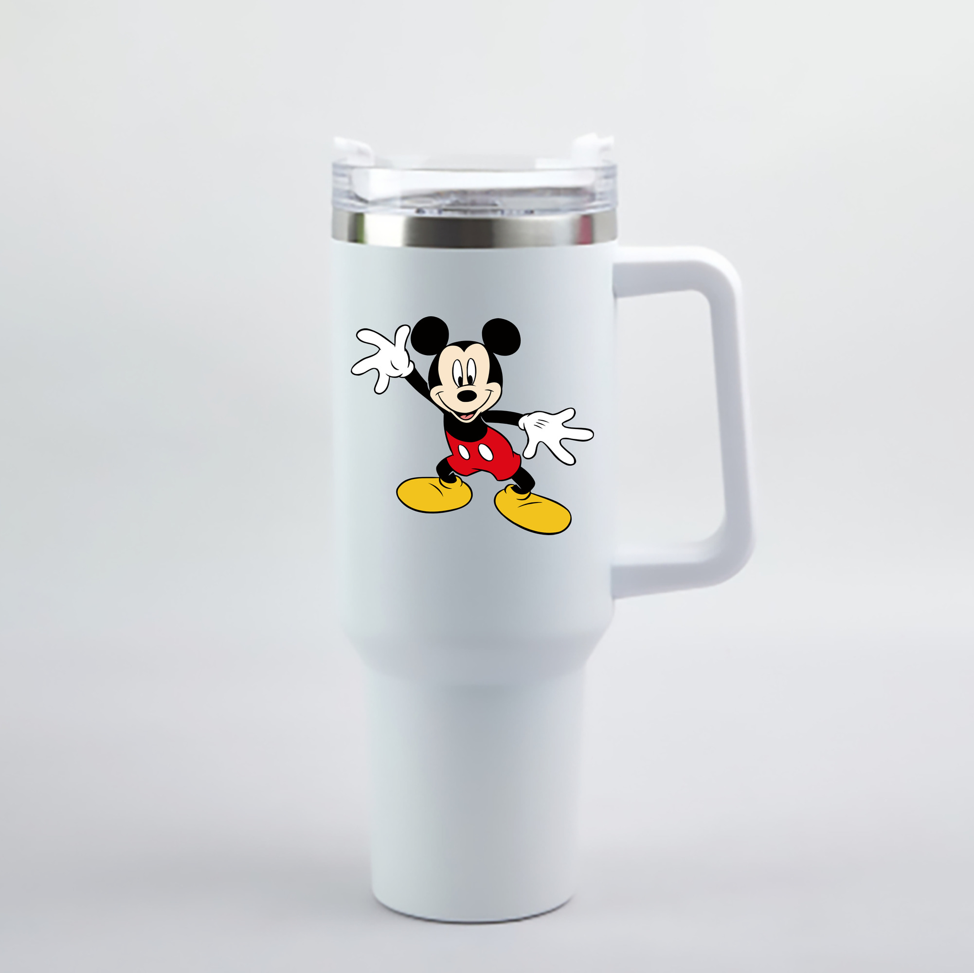 （画像用） ミッキーマウス Mickey Mouse 1200mL車用タンブラー - クリスタルステッカー（プラスチックストロー付き）