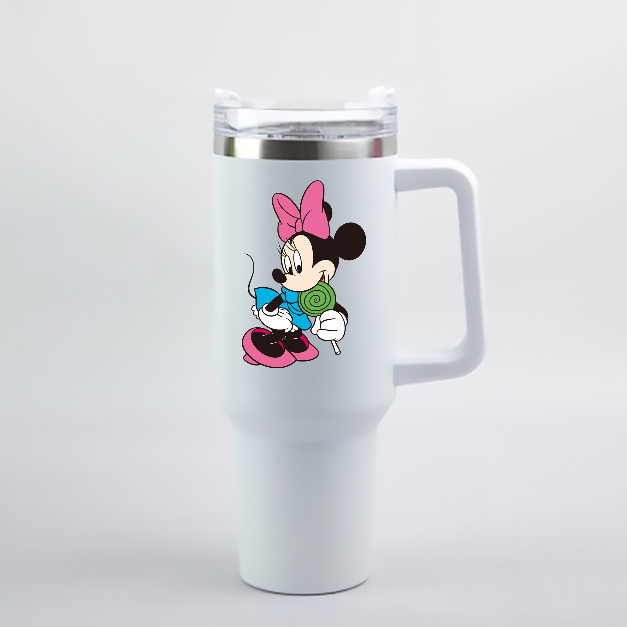 （画像用） ミッキーマウス Mickey Mouse 1200mL車用タンブラー - クリスタルステッカー（プラスチックストロー付き）