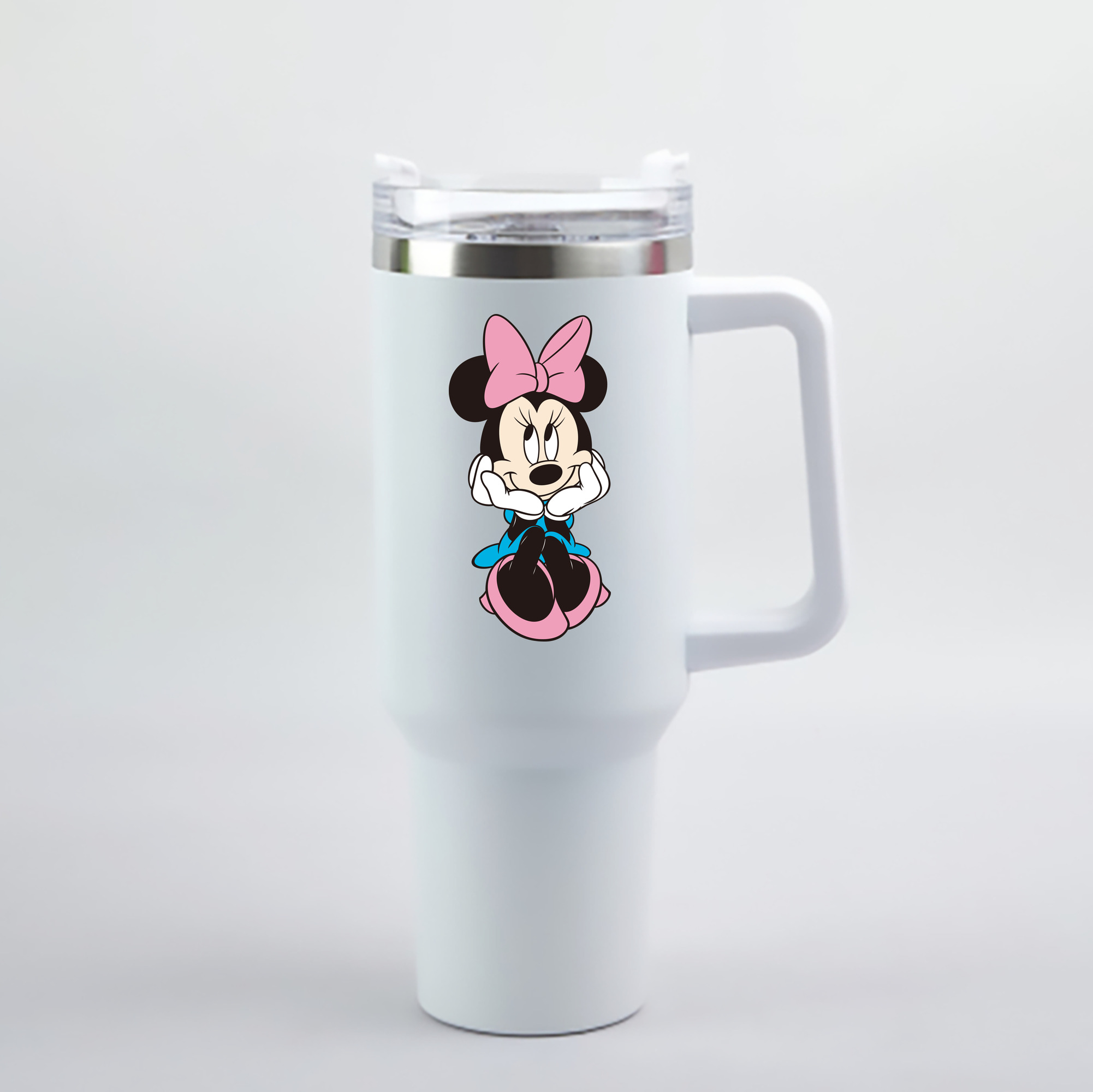 （画像用） ミッキーマウス Mickey Mouse 1200mL車用タンブラー - クリスタルステッカー（プラスチックストロー付き）