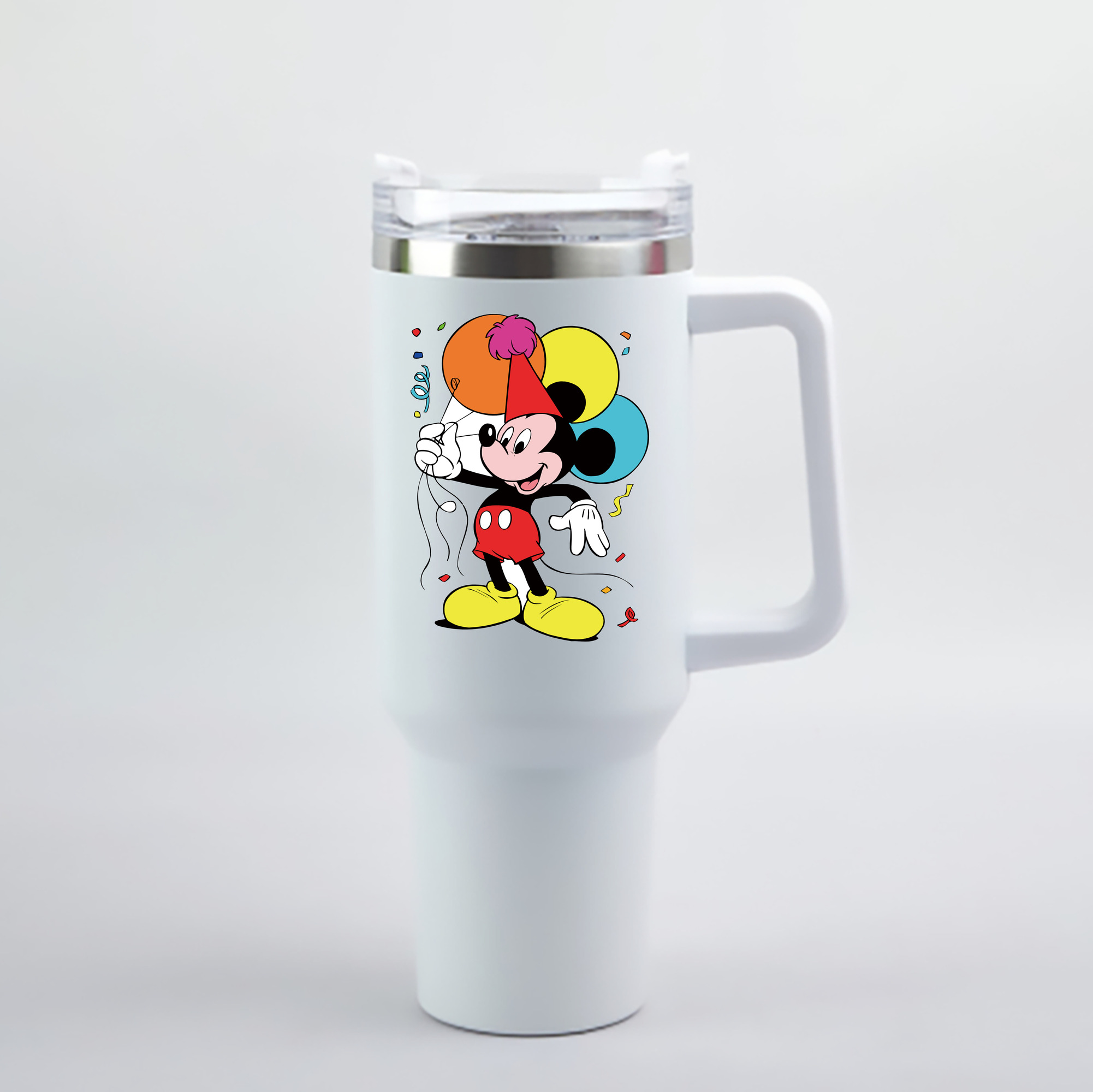 （画像用） ミッキーマウス Mickey Mouse 1200mL車用タンブラー - クリスタルステッカー（プラスチックストロー付き）