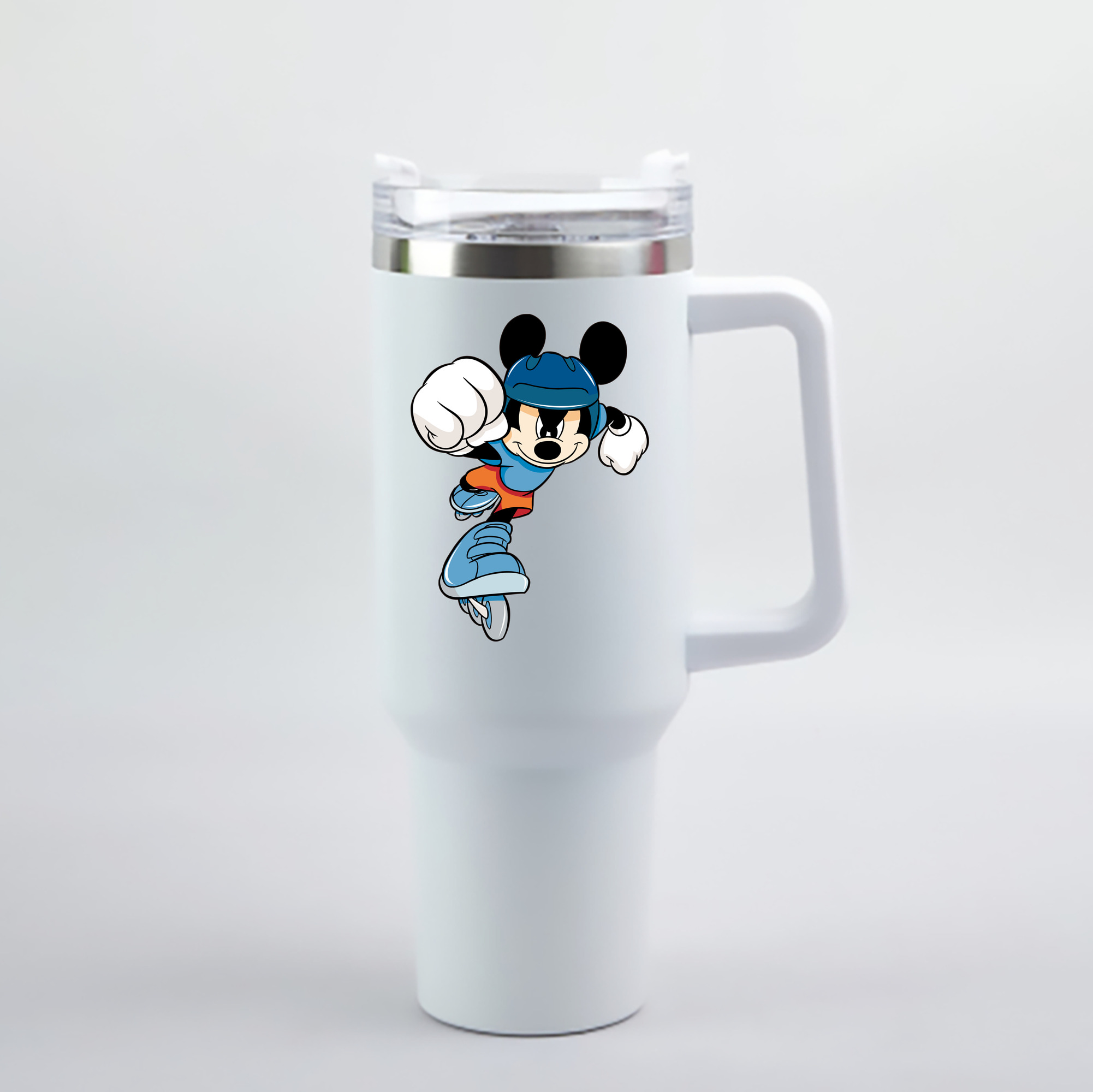 （画像用） ミッキーマウス Mickey Mouse 1200mL車用タンブラー - クリスタルステッカー（プラスチックストロー付き）
