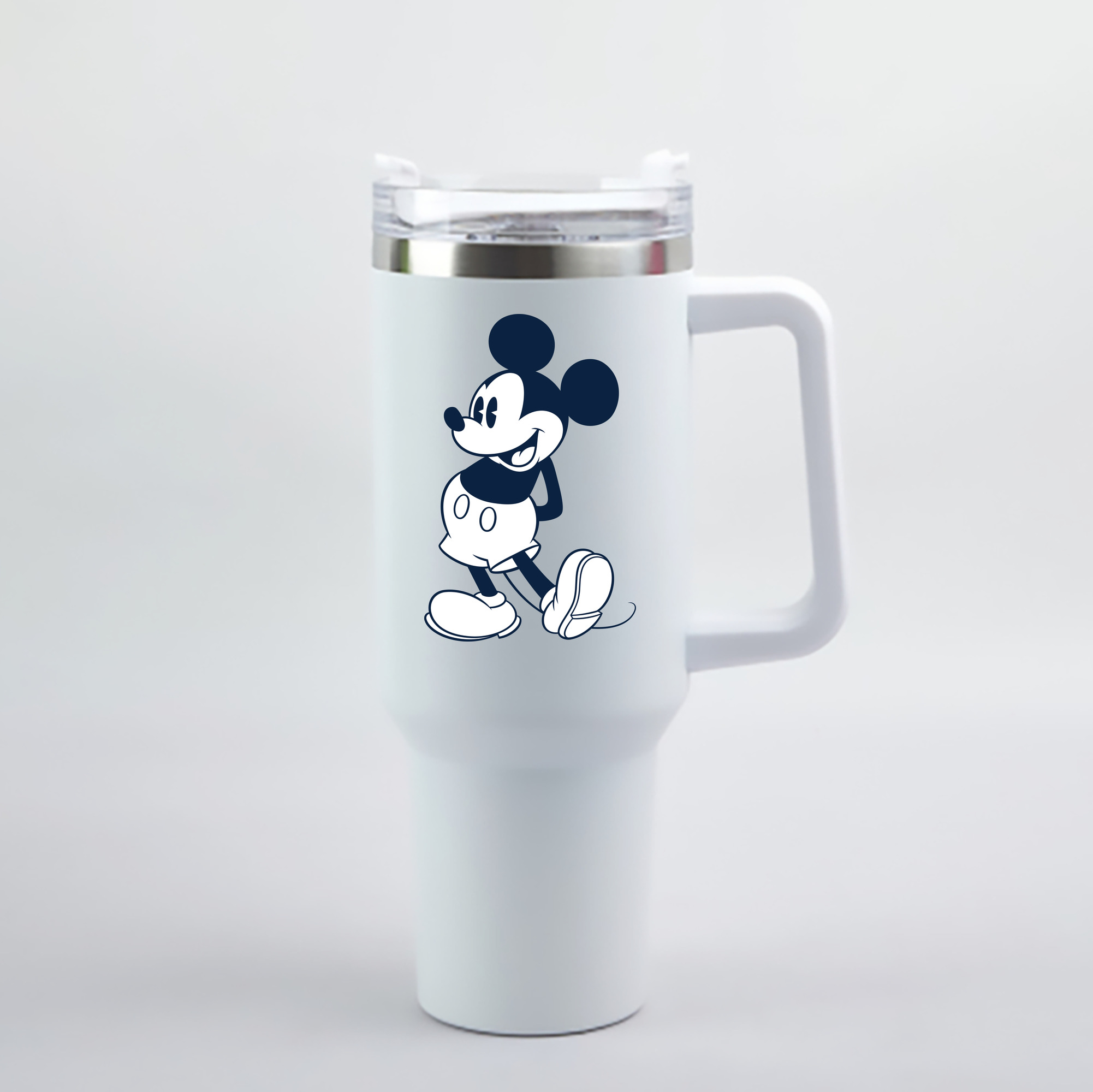 （画像用） ミッキーマウス Mickey Mouse 1200mL車用タンブラー - クリスタルステッカー（プラスチックストロー付き）