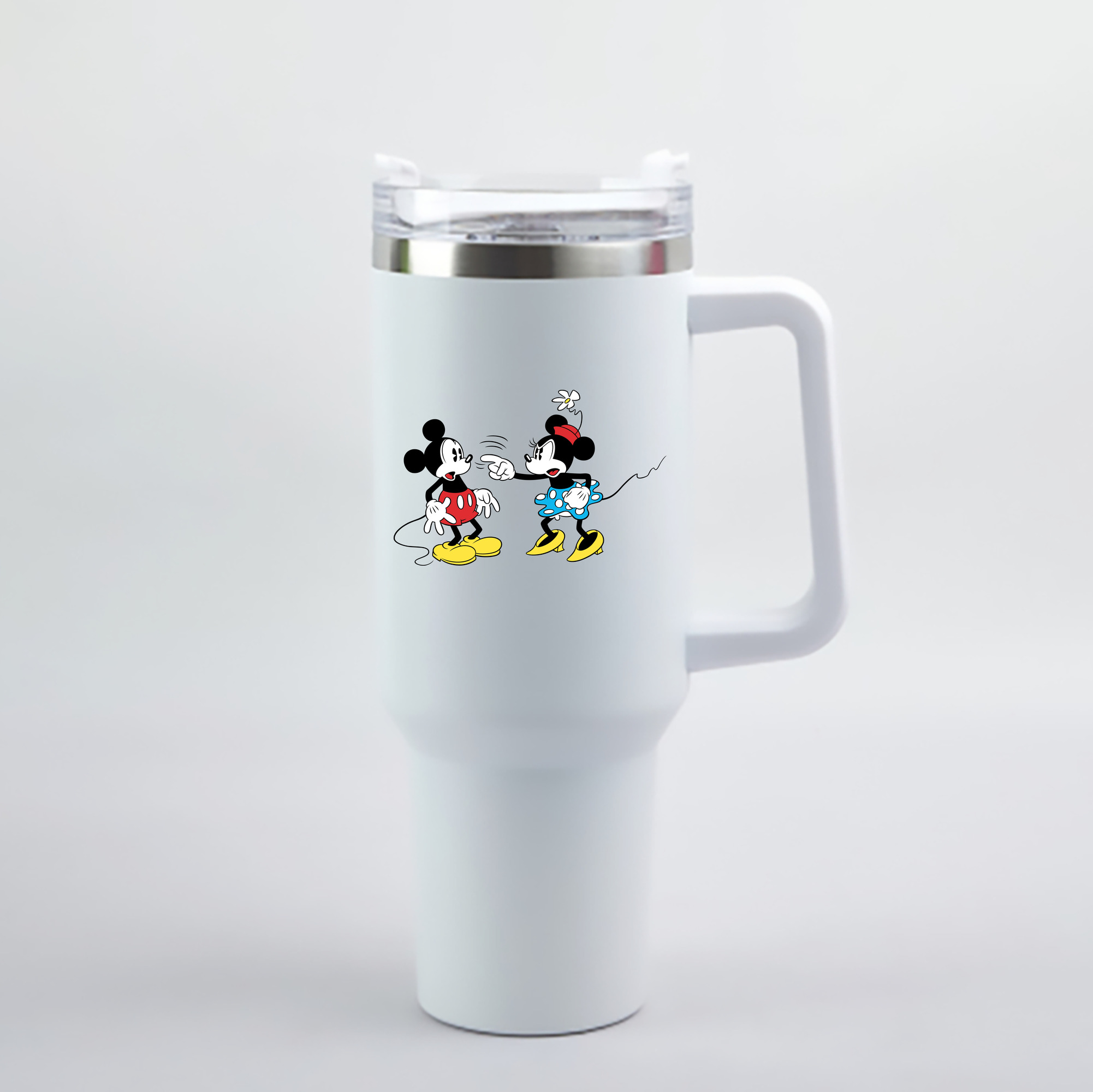 （画像用） ミッキーマウス Mickey Mouse 1200mL車用タンブラー - クリスタルステッカー（プラスチックストロー付き）