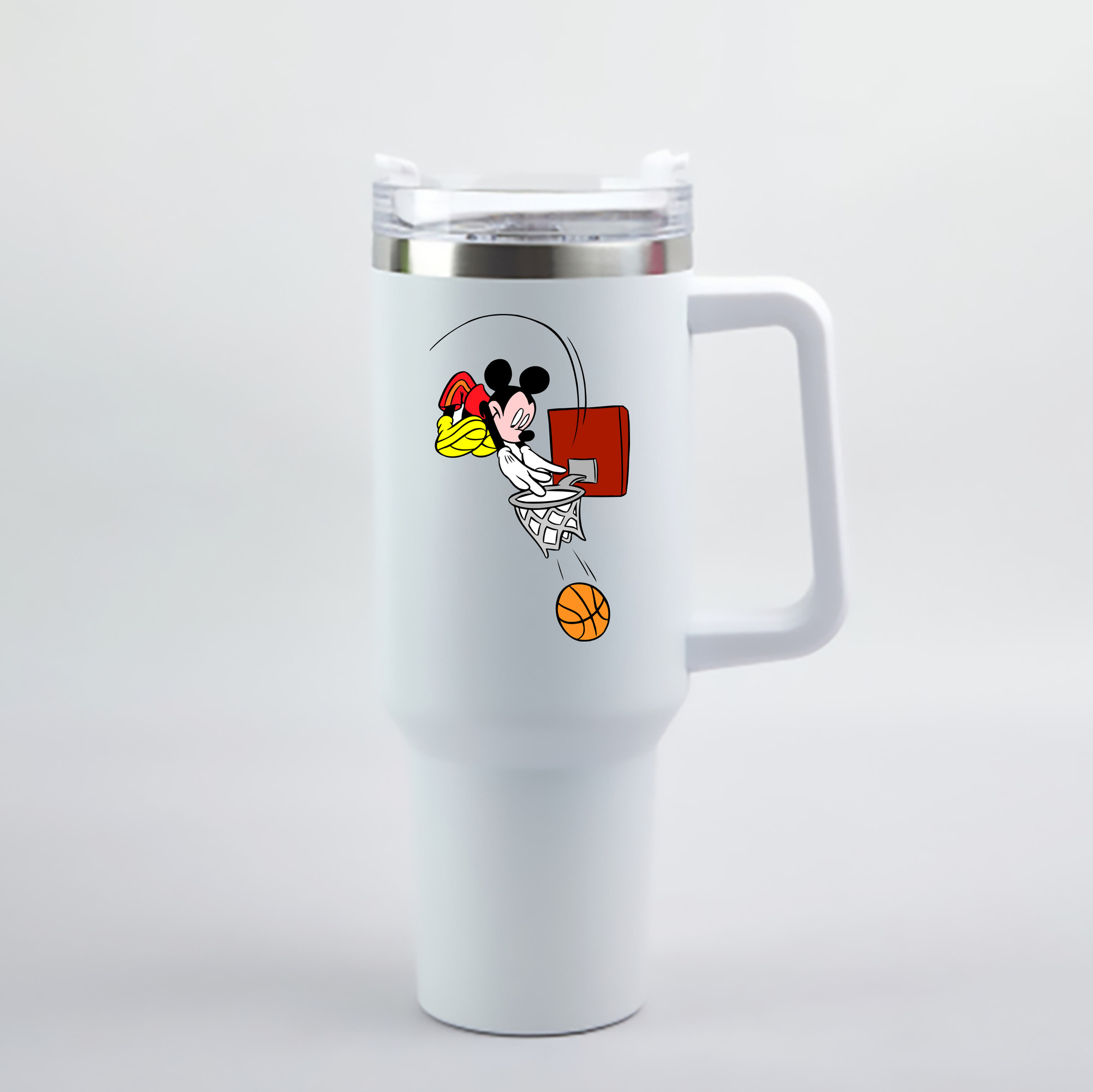 （画像用） ミッキーマウス Mickey Mouse 1200mL車用タンブラー - クリスタルステッカー（プラスチックストロー付き）