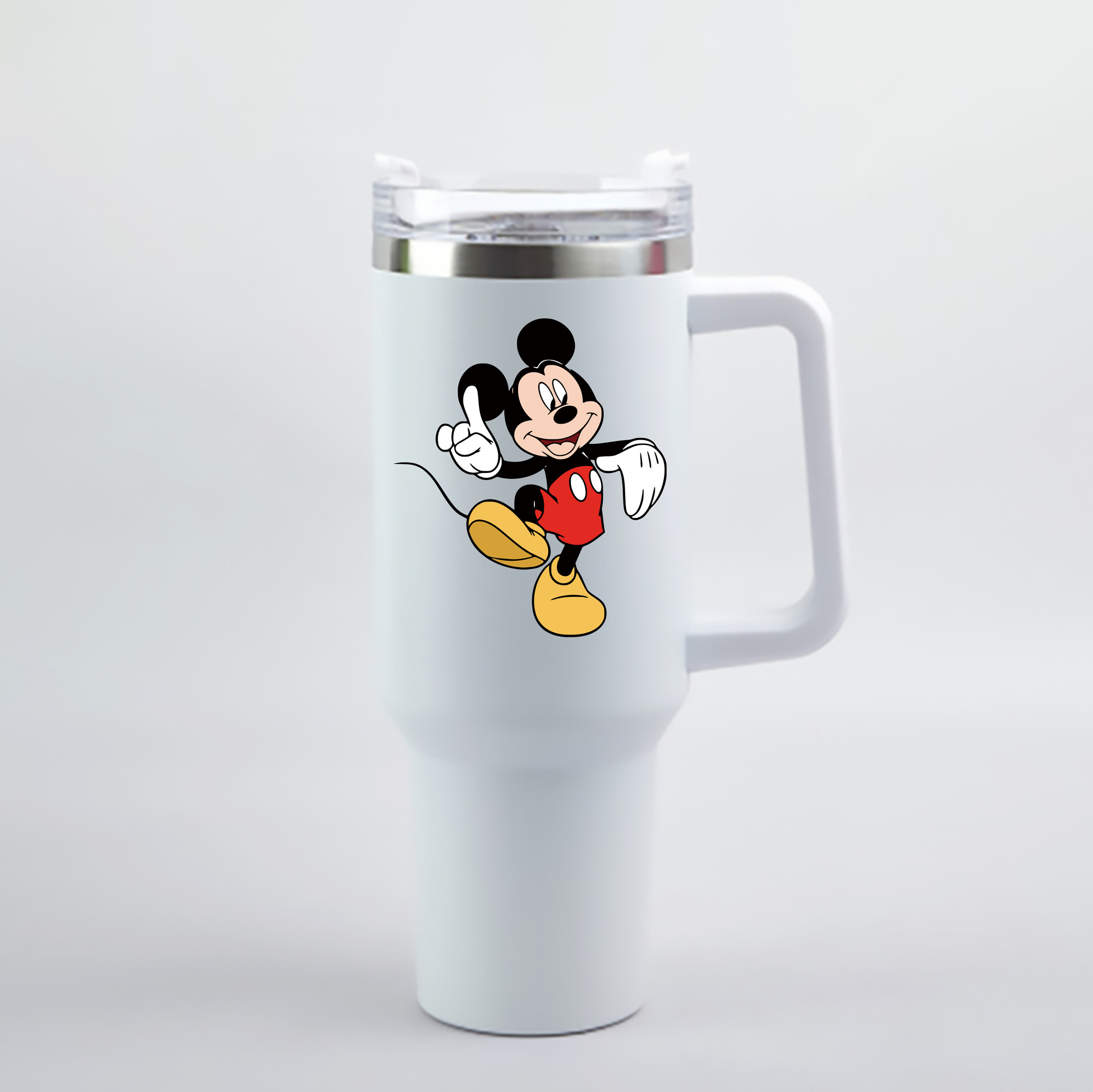 （画像用） ミッキーマウス Mickey Mouse 1200mL車用タンブラー - クリスタルステッカー（プラスチックストロー付き）