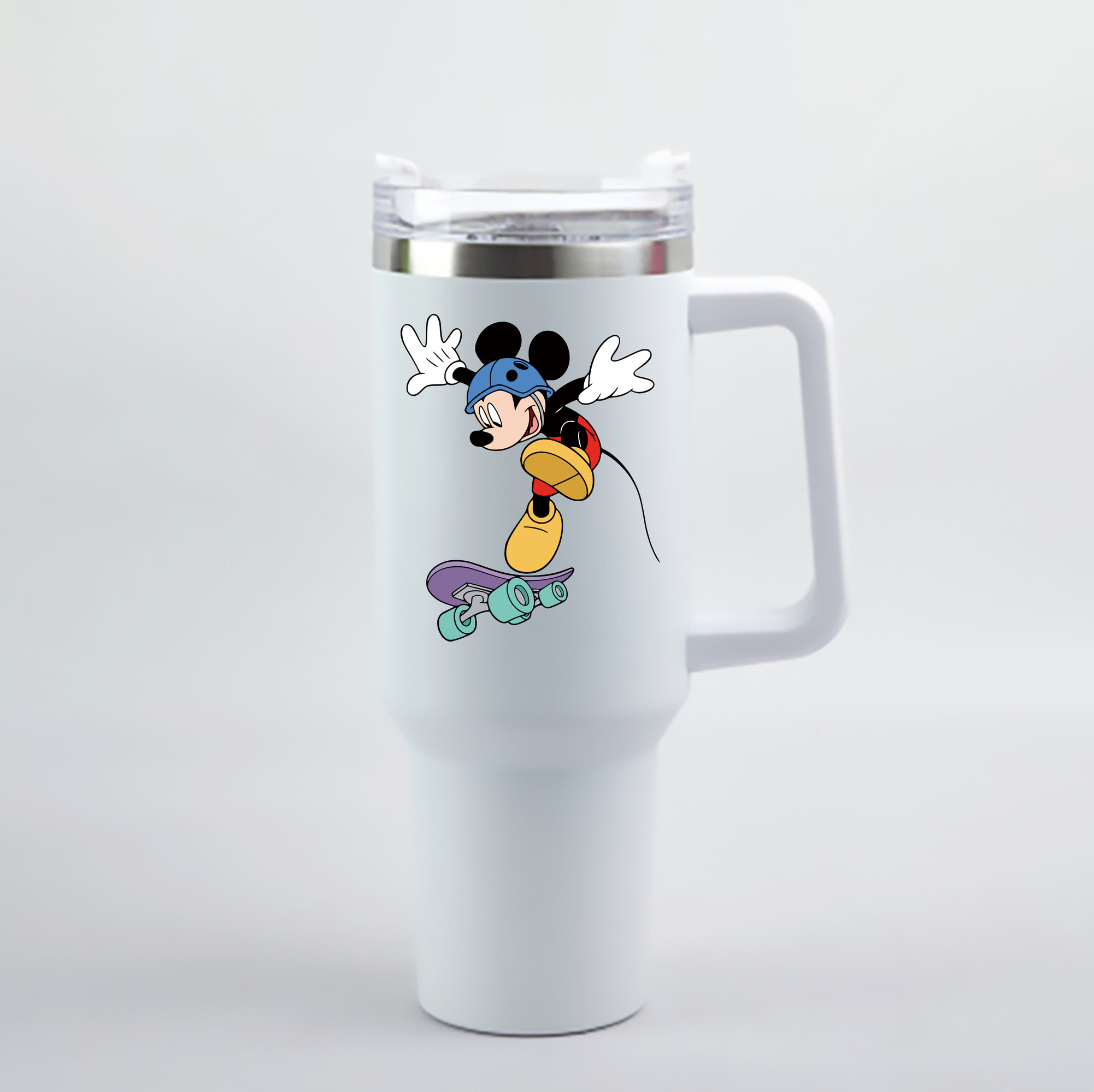 （画像用） ミッキーマウス Mickey Mouse 1200mL車用タンブラー - クリスタルステッカー（プラスチックストロー付き）