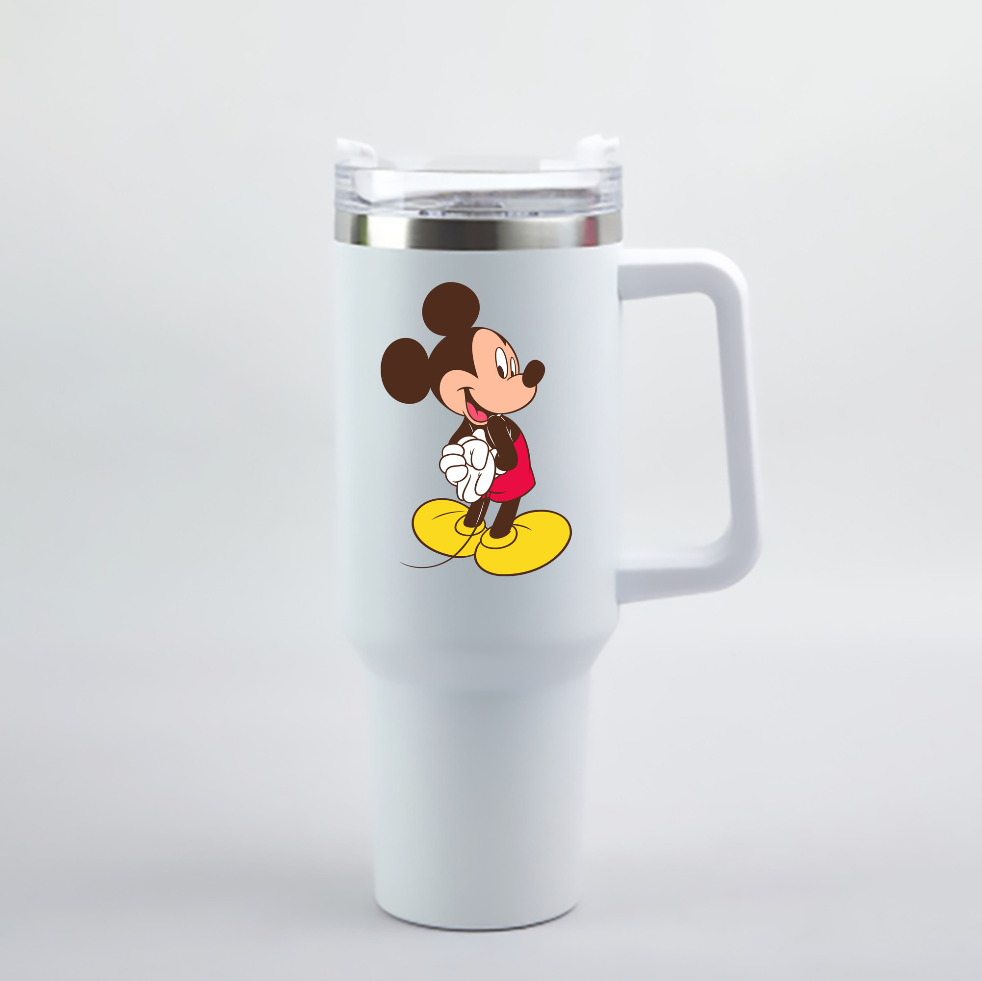 （画像用） ミッキーマウス Mickey Mouse 1200mL車用タンブラー - クリスタルステッカー（プラスチックストロー付き）