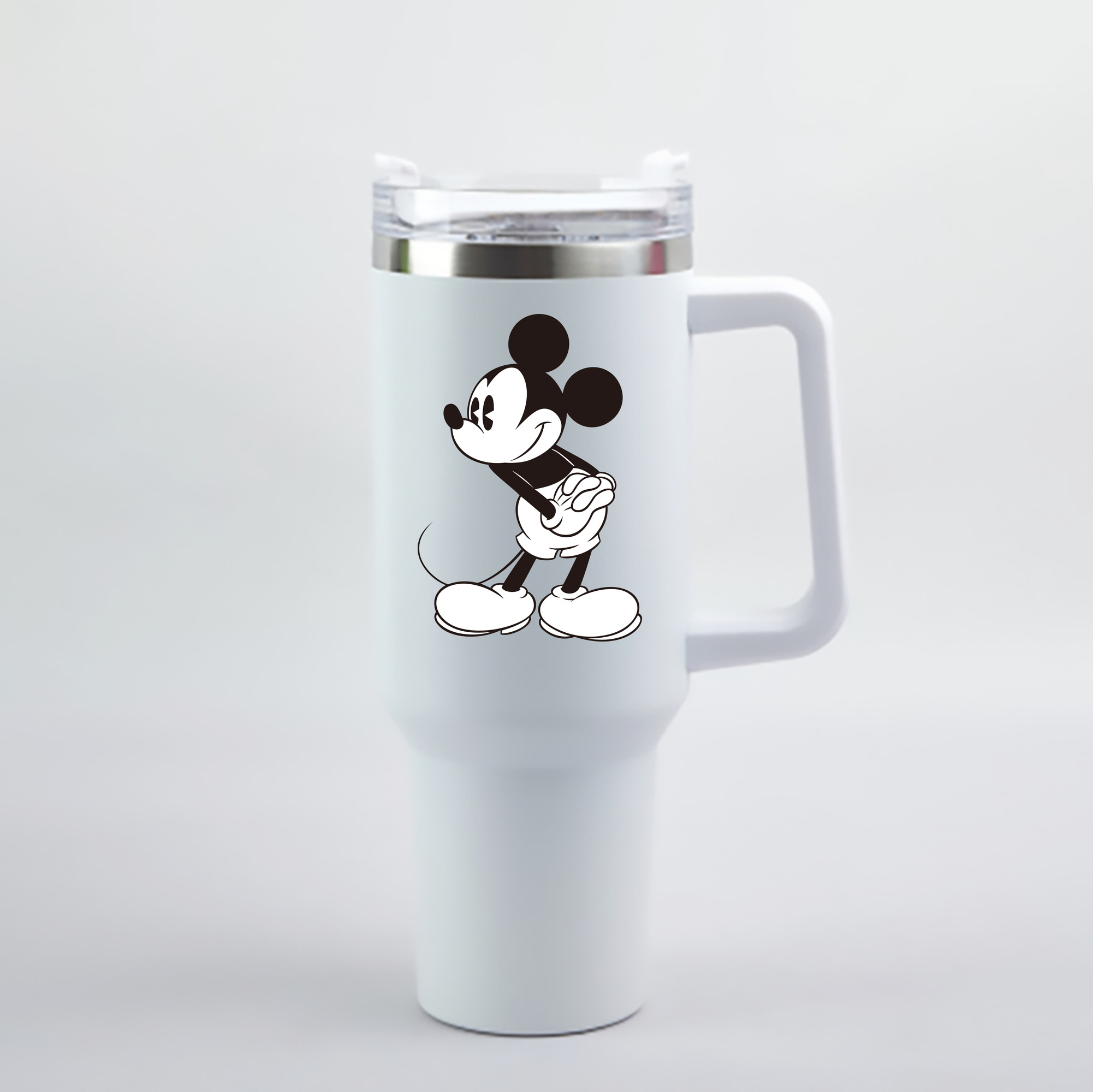 （画像用） ミッキーマウス Mickey Mouse 1200mL車用タンブラー - クリスタルステッカー（プラスチックストロー付き）
