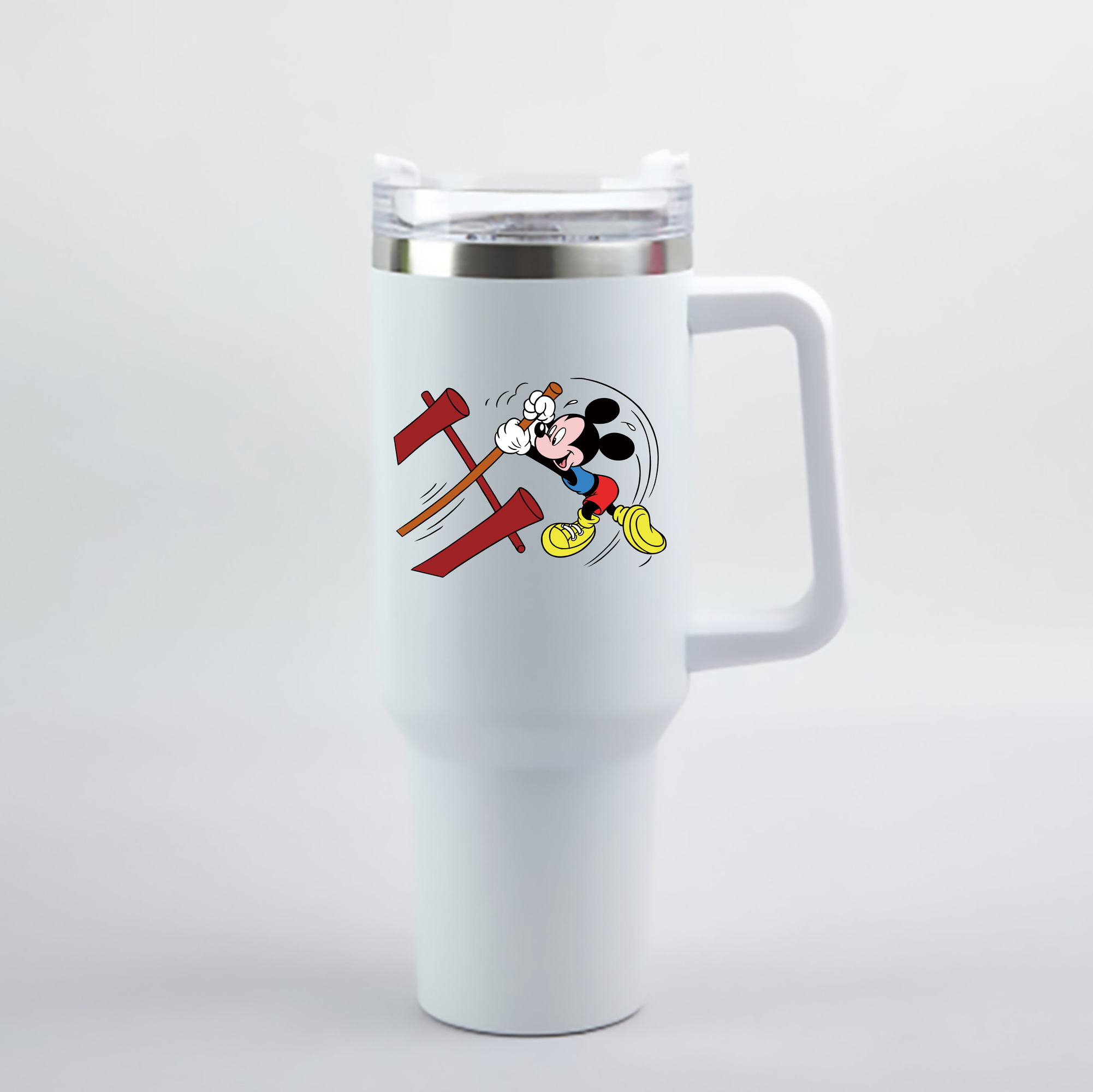 （画像用） ミッキーマウス Mickey Mouse 1200mL車用タンブラー - クリスタルステッカー（プラスチックストロー付き）