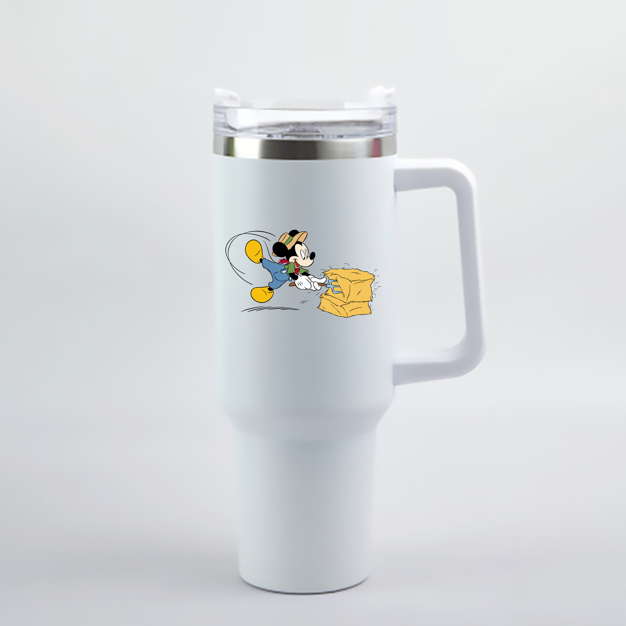 （画像用） ミッキーマウス Mickey Mouse 1200mL車用タンブラー - クリスタルステッカー（プラスチックストロー付き）