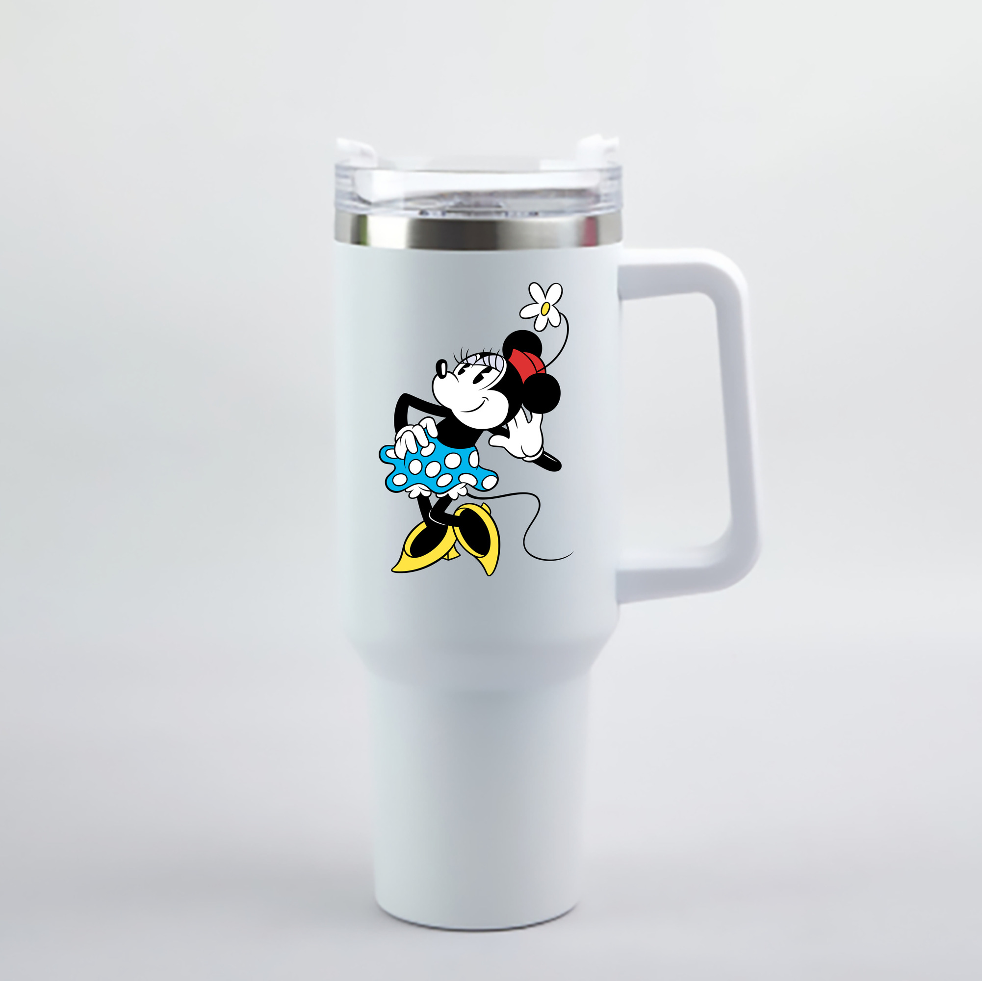 （画像用） ミッキーマウス Mickey Mouse 1200mL車用タンブラー - クリスタルステッカー（プラスチックストロー付き）