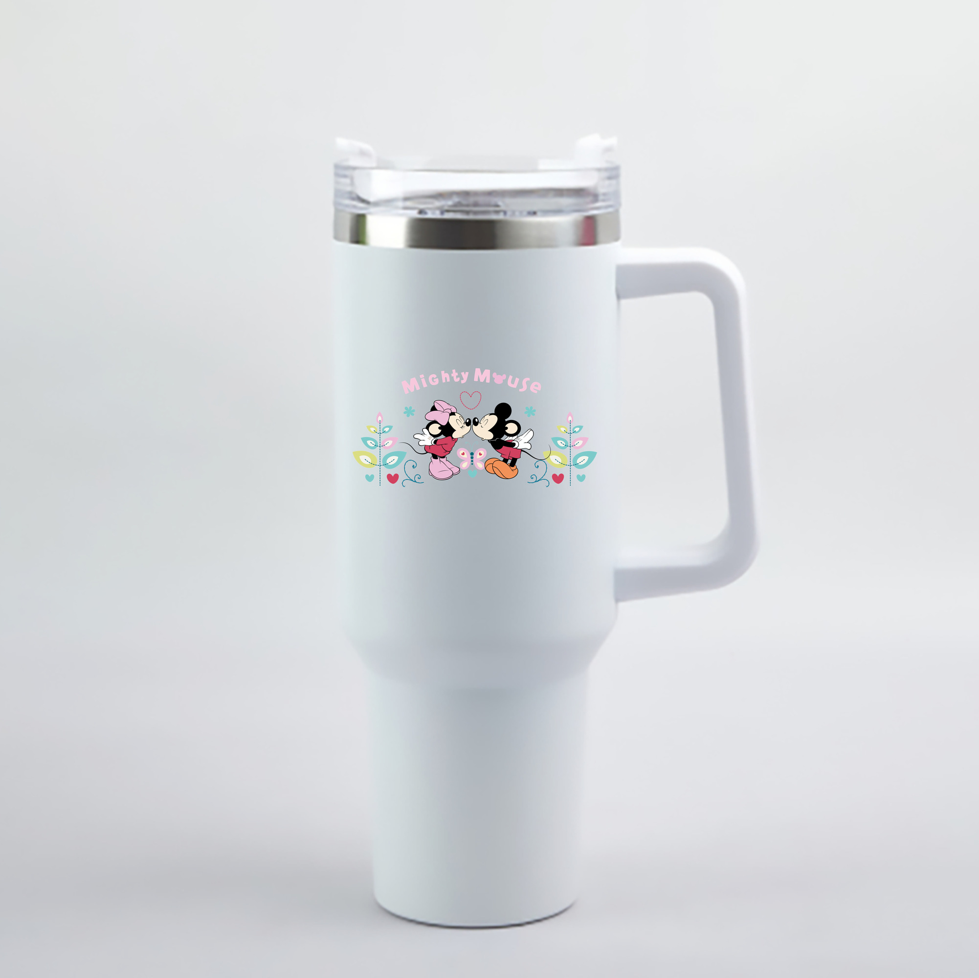 （画像用） ミッキーマウス Mickey Mouse 1200mL車用タンブラー - クリスタルステッカー（プラスチックストロー付き）