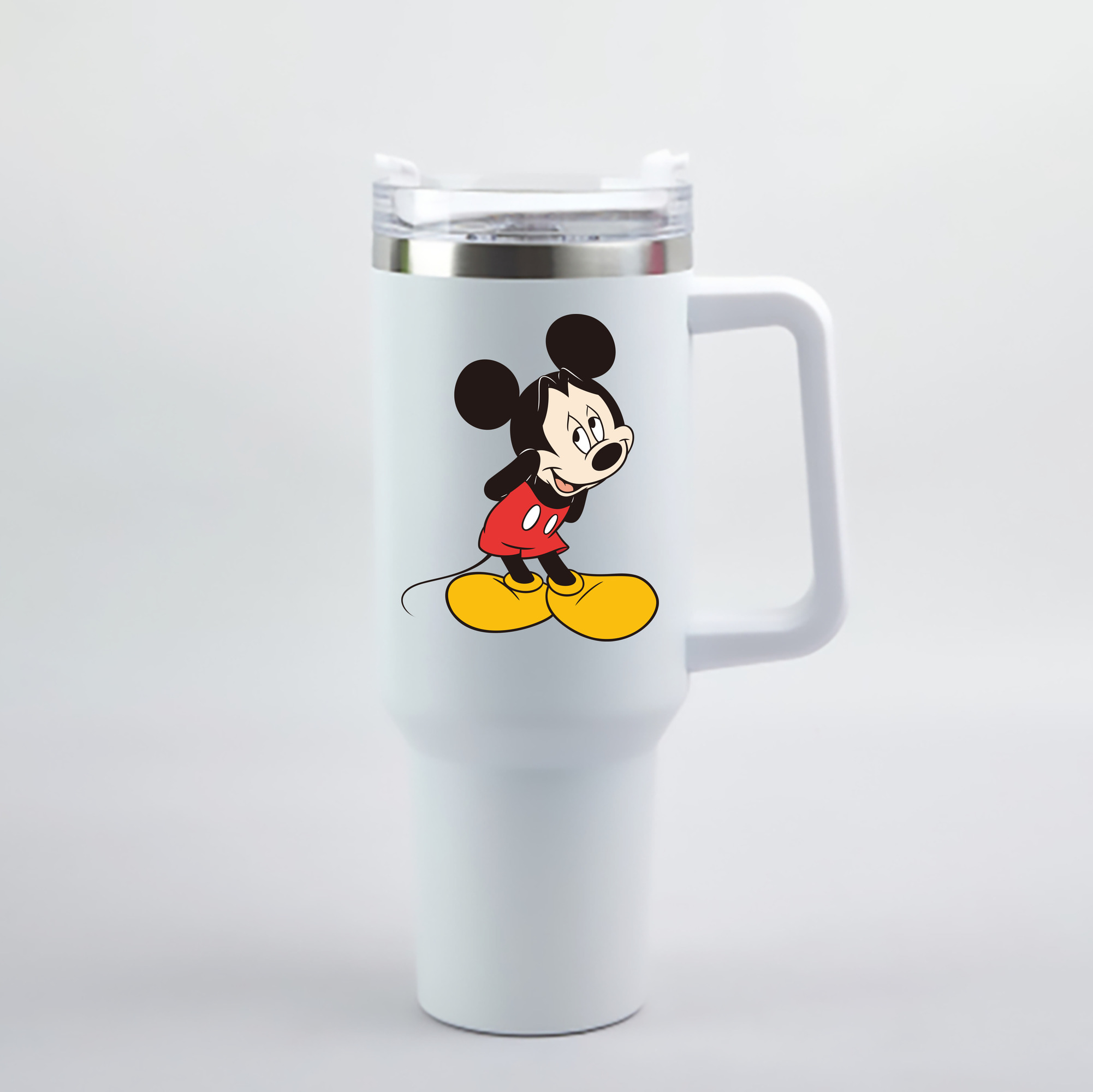 （画像用） ミッキーマウス Mickey Mouse 1200mL車用タンブラー - クリスタルステッカー（プラスチックストロー付き）