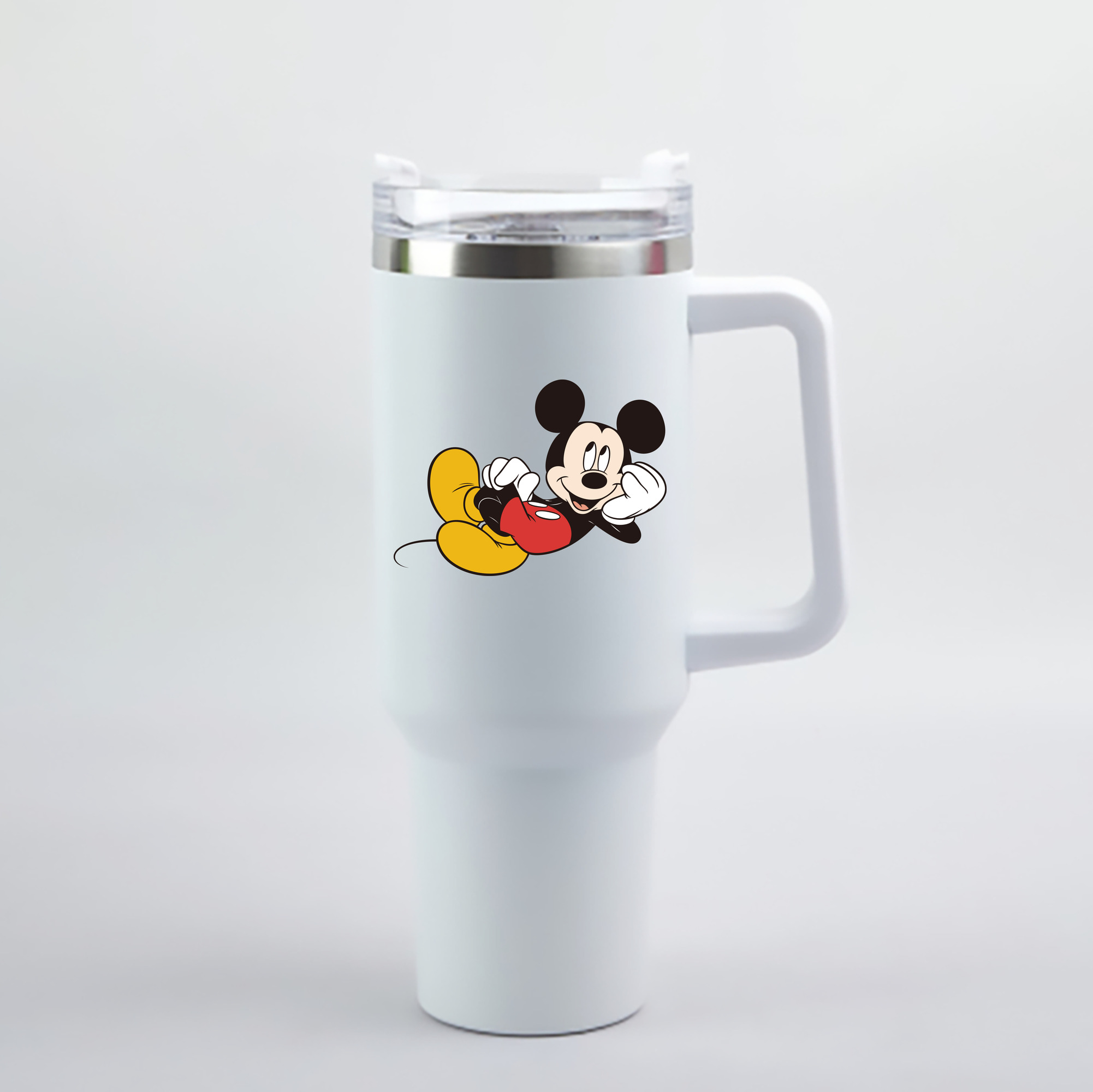 （画像用） ミッキーマウス Mickey Mouse 1200mL車用タンブラー - クリスタルステッカー（プラスチックストロー付き）