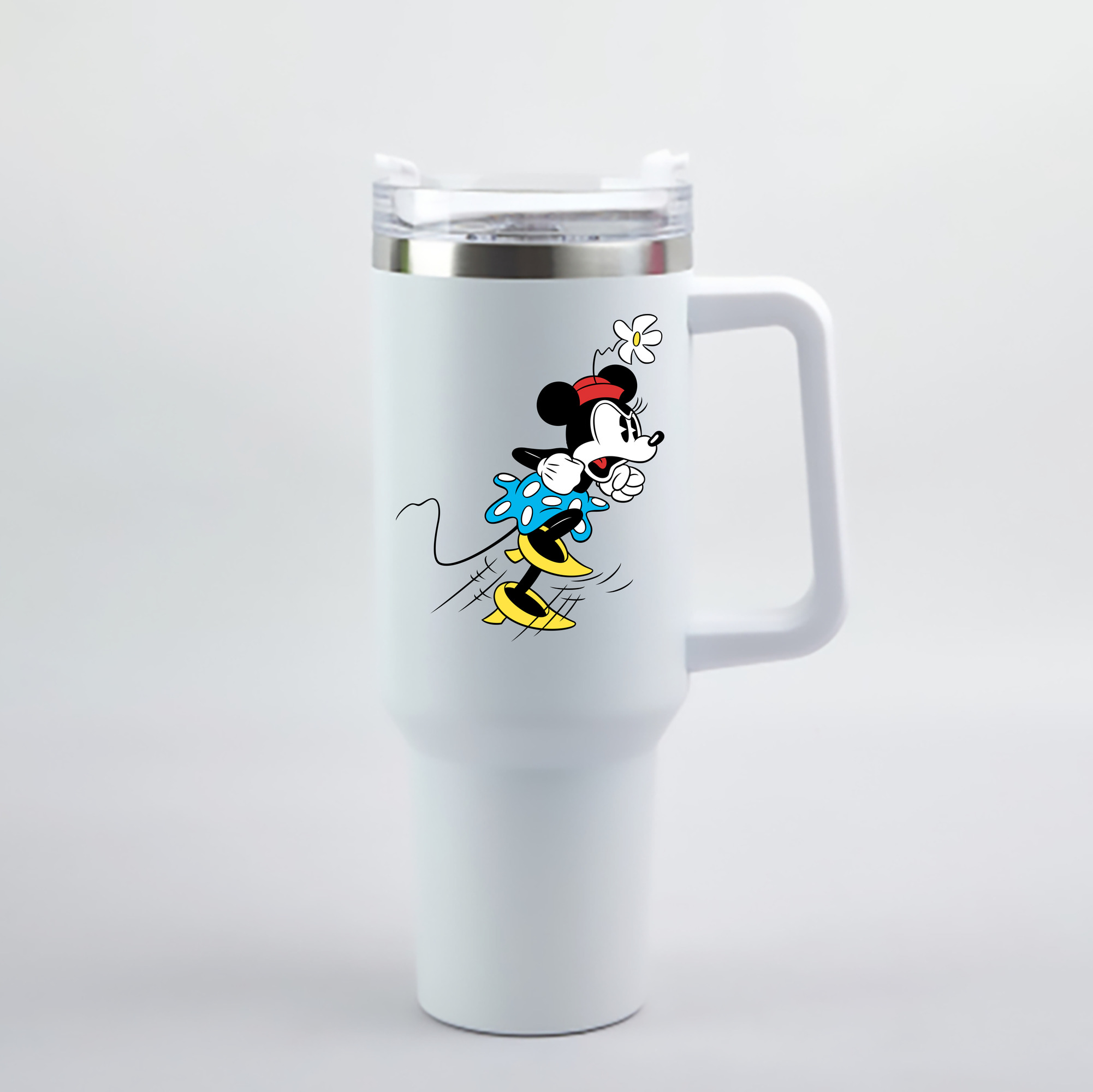 （画像用） ミッキーマウス Mickey Mouse 1200mL車用タンブラー - クリスタルステッカー（プラスチックストロー付き）
