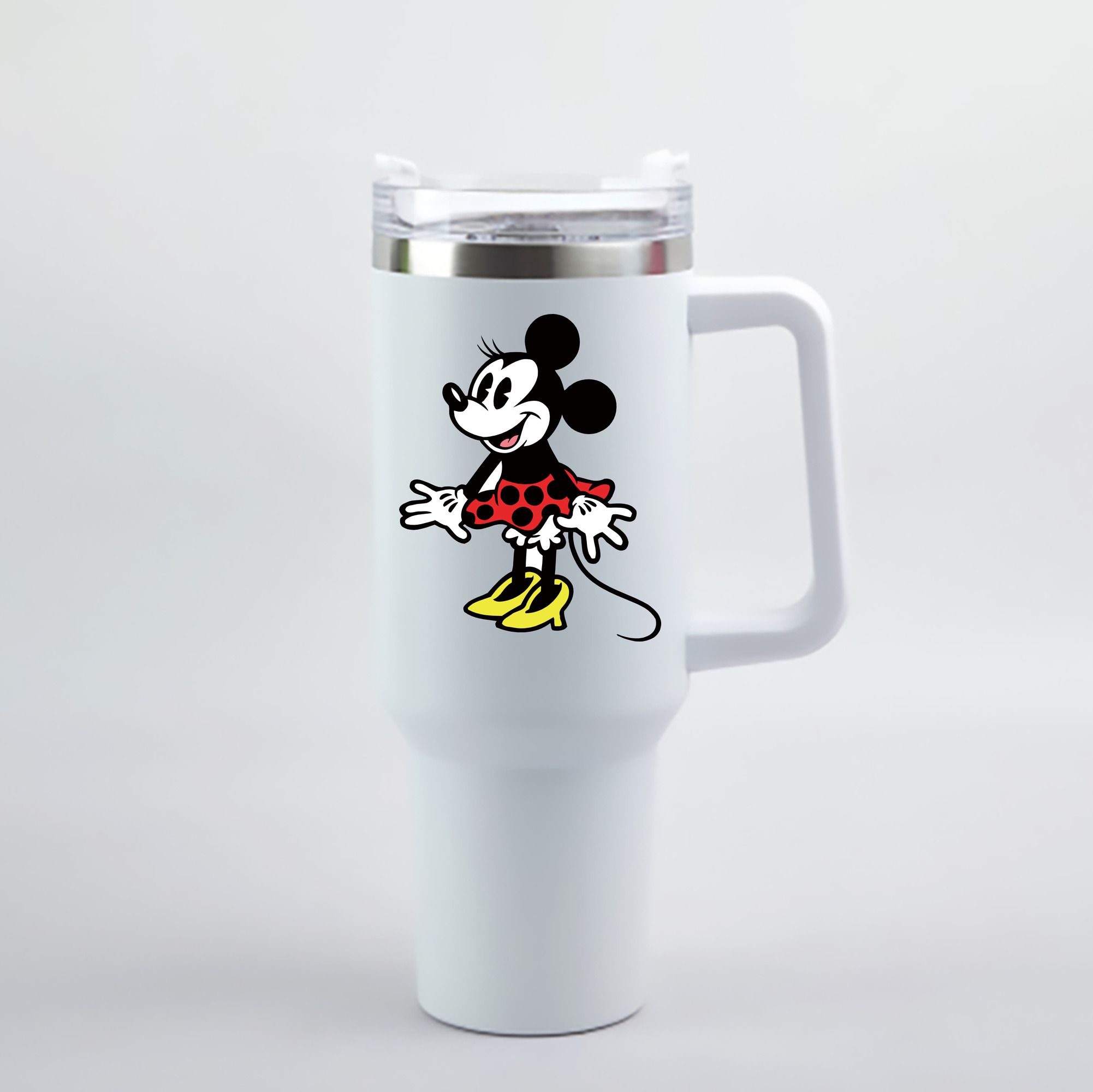 （画像用） ミッキーマウス Mickey Mouse 1200mL車用タンブラー - クリスタルステッカー（プラスチックストロー付き）