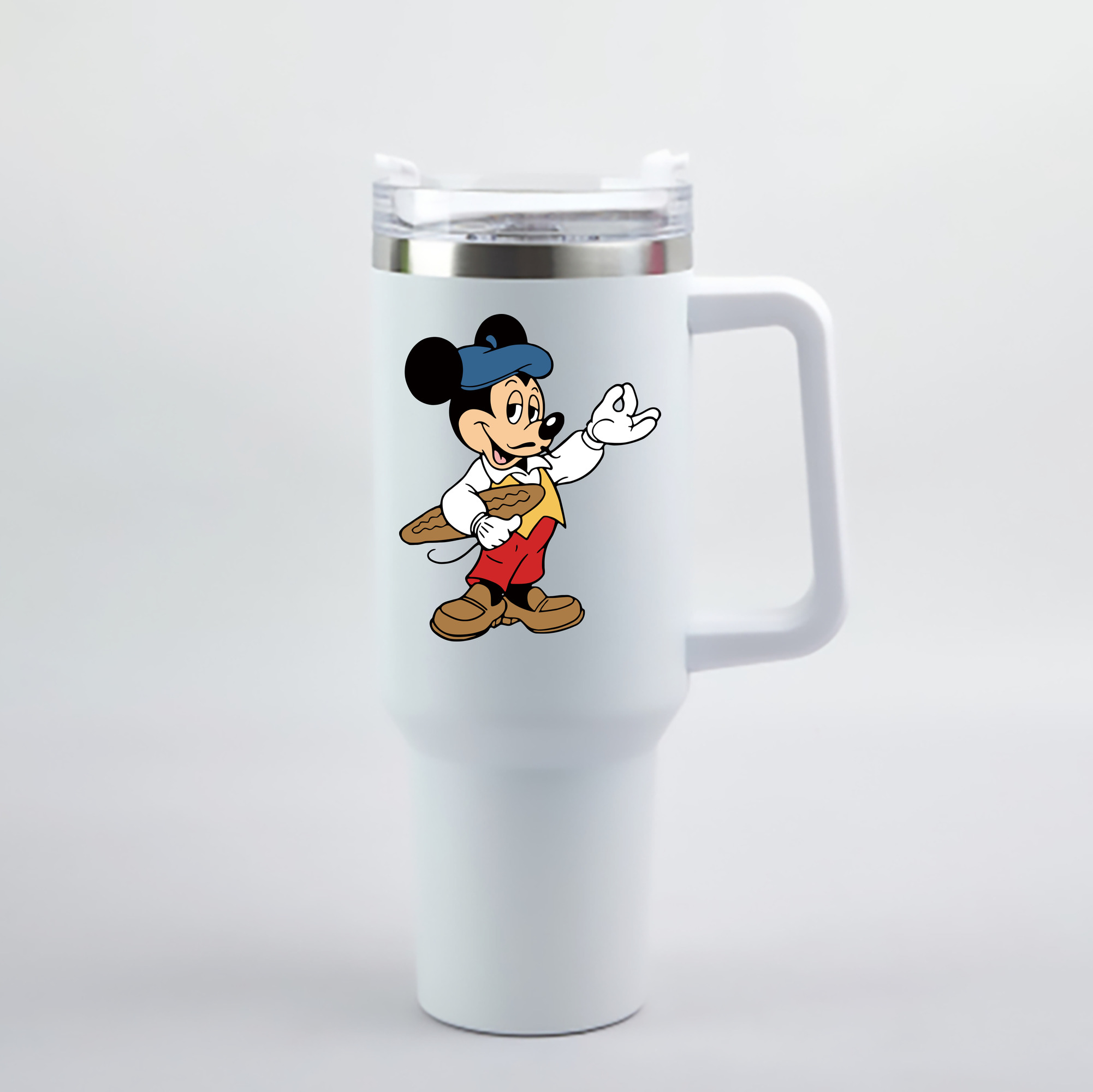 （画像用） ミッキーマウス Mickey Mouse 1200mL車用タンブラー - クリスタルステッカー（プラスチックストロー付き）