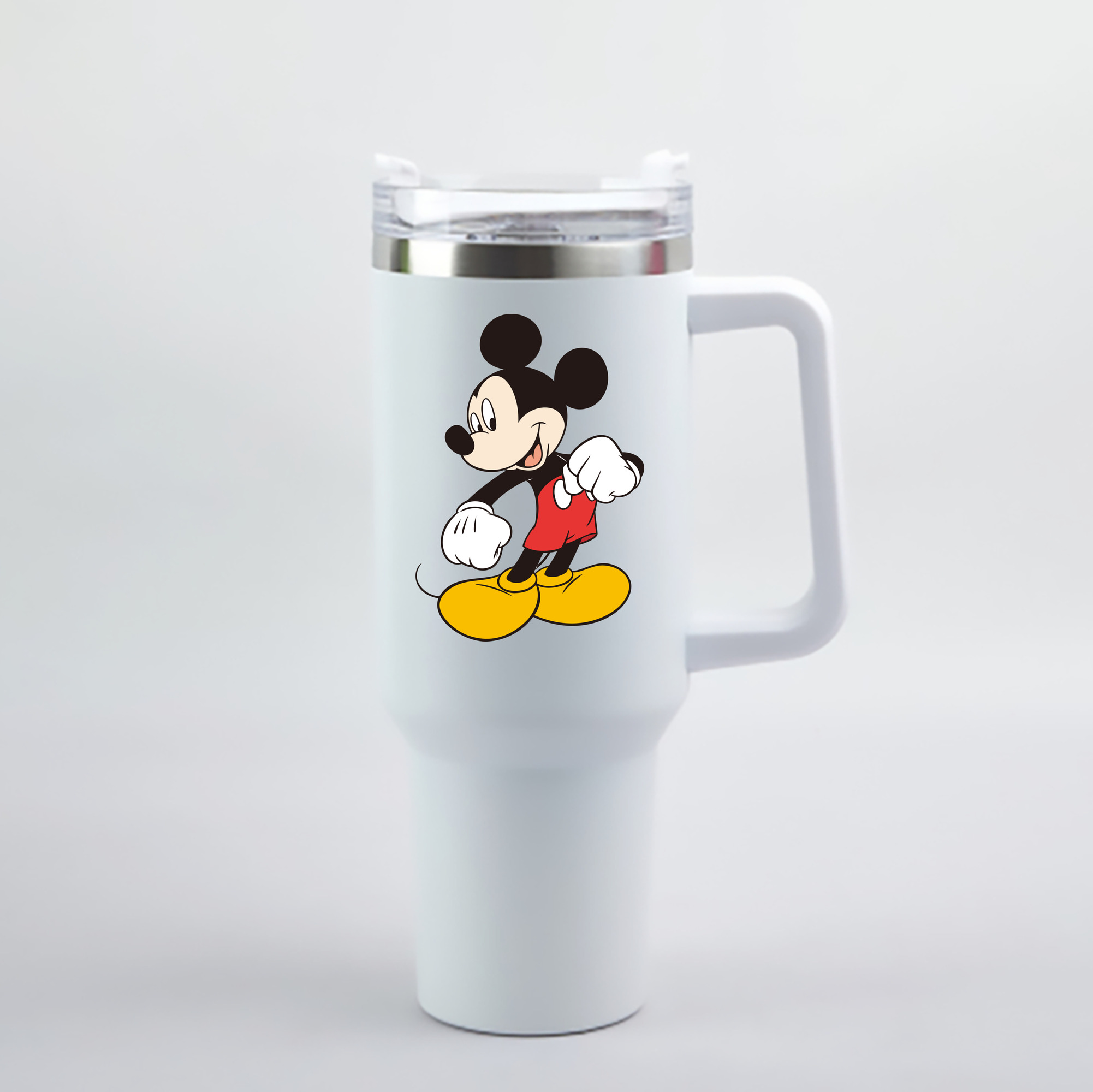 （画像用） ミッキーマウス Mickey Mouse 1200mL車用タンブラー - クリスタルステッカー（プラスチックストロー付き）
