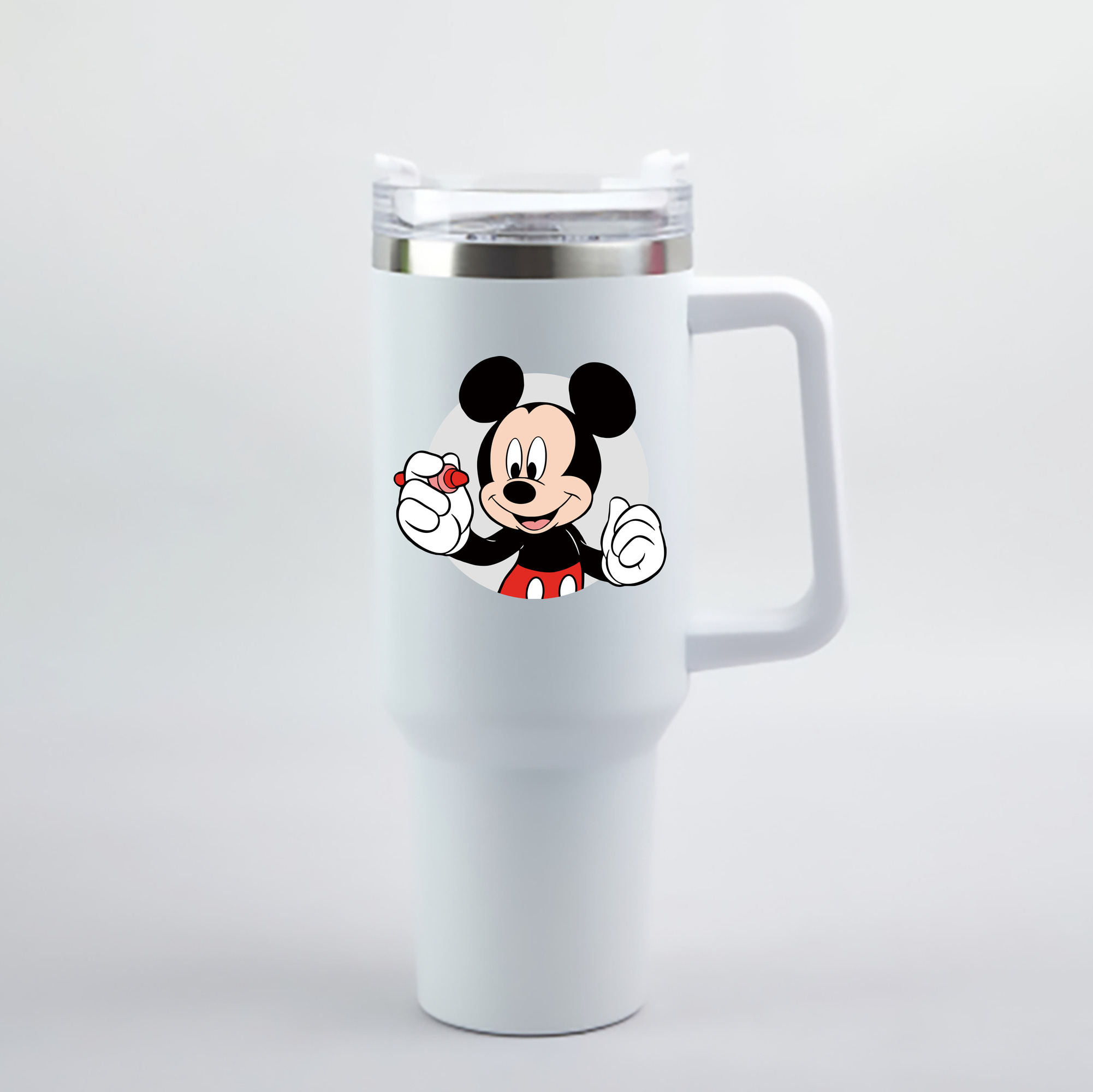 （画像用） ミッキーマウス Mickey Mouse 1200mL車用タンブラー - クリスタルステッカー（プラスチックストロー付き）