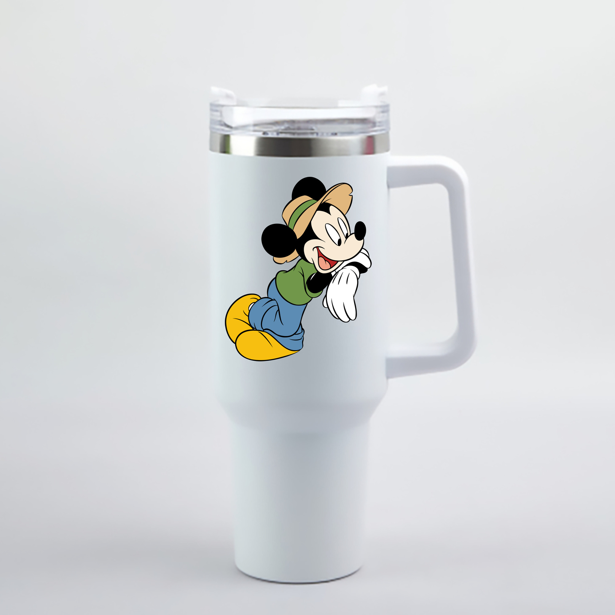 （画像用） ミッキーマウス Mickey Mouse 1200mL車用タンブラー - クリスタルステッカー（プラスチックストロー付き）
