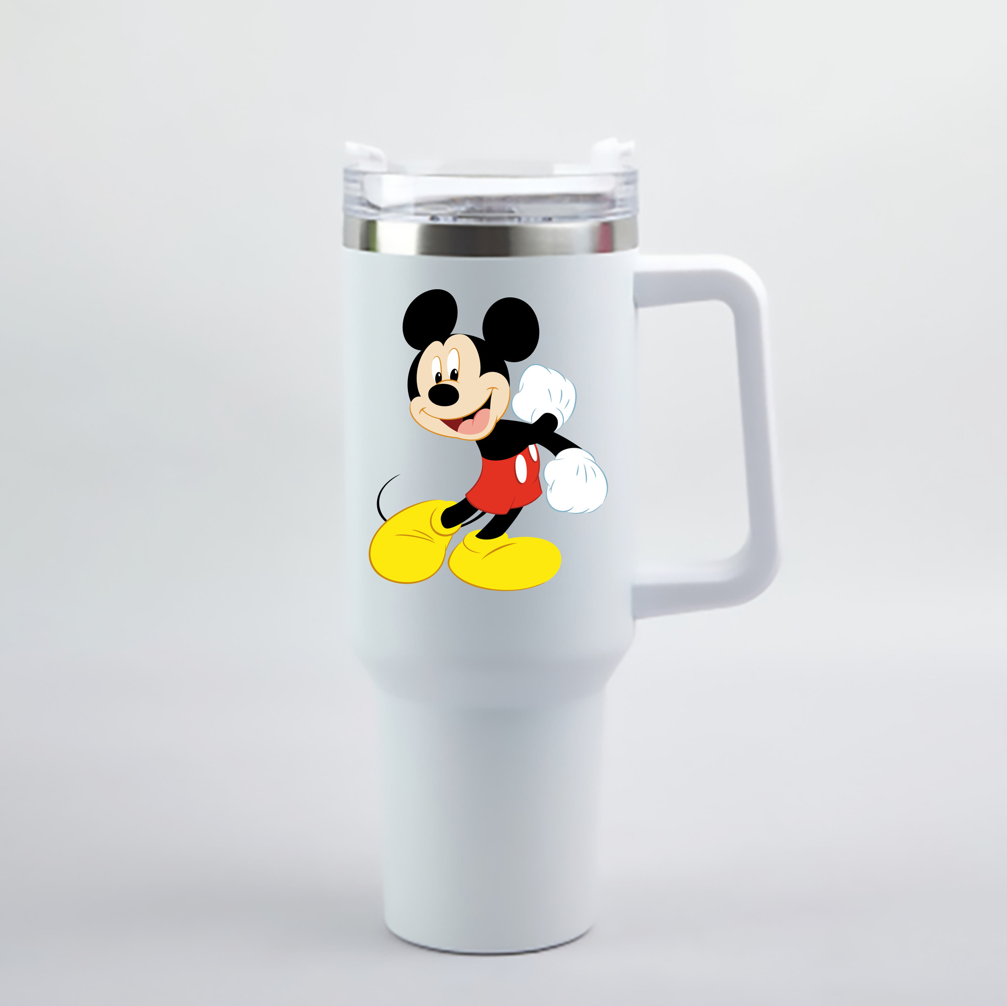 （画像用） ミッキーマウス Mickey Mouse 1200mL車用タンブラー - クリスタルステッカー（プラスチックストロー付き）
