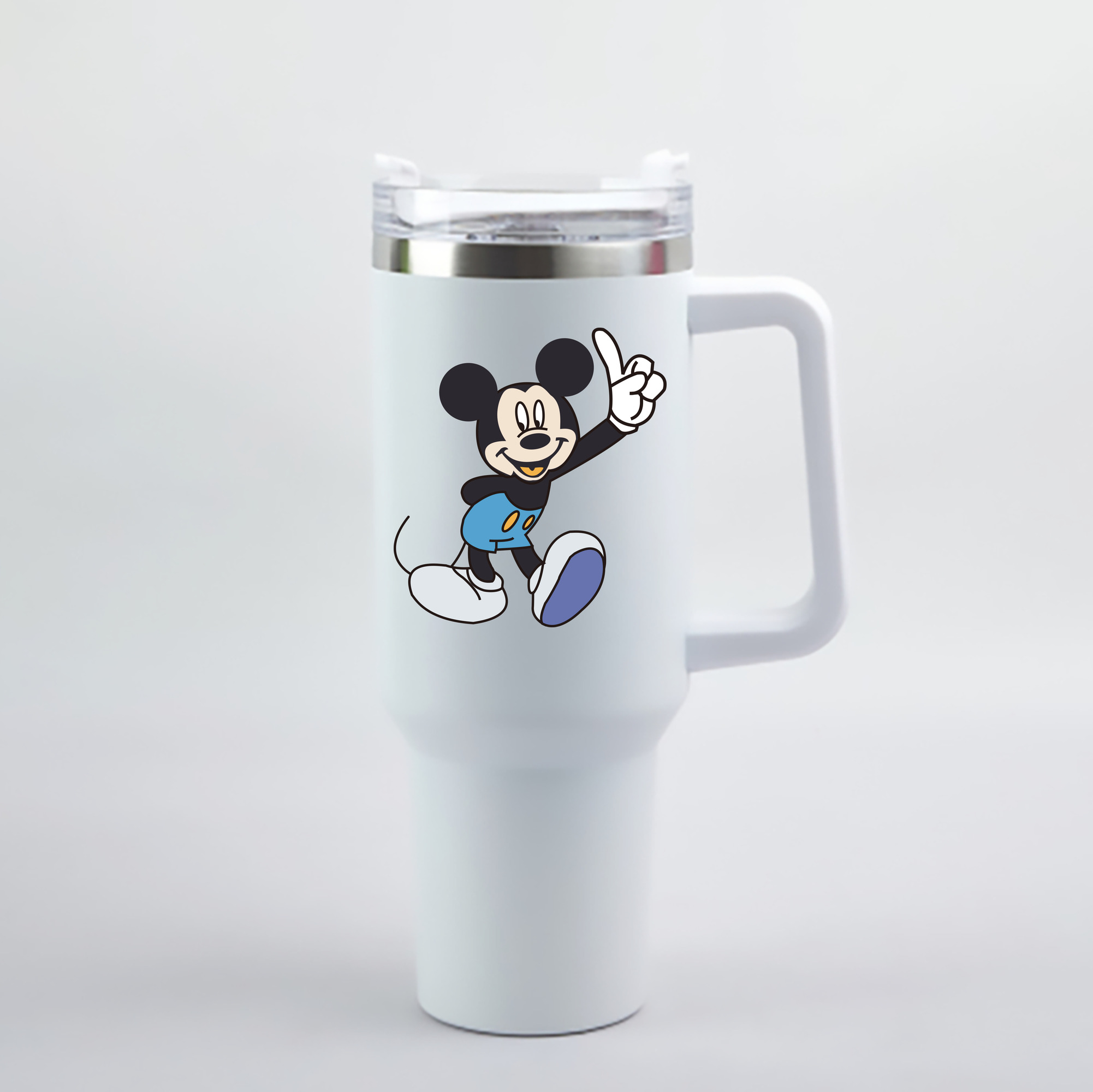 （画像用） ミッキーマウス Mickey Mouse 1200mL車用タンブラー - クリスタルステッカー（プラスチックストロー付き）