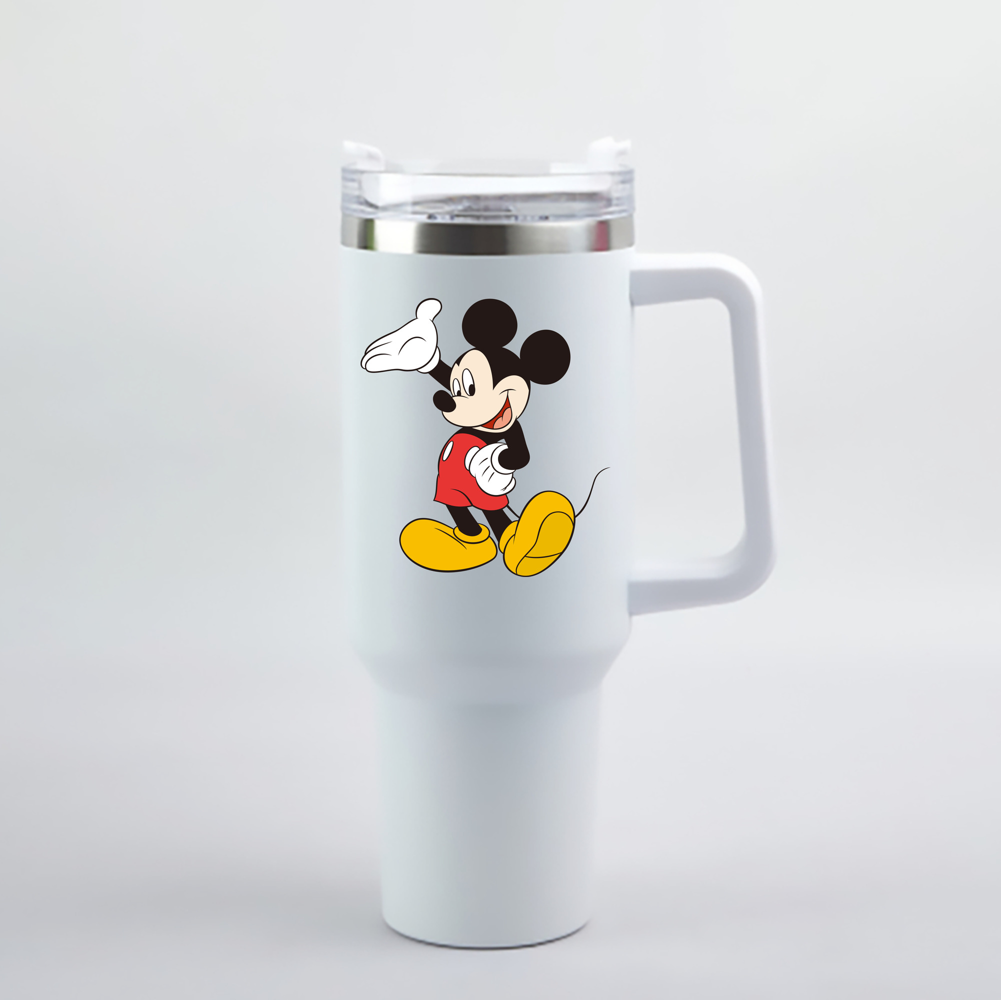 （画像用） ミッキーマウス Mickey Mouse 1200mL車用タンブラー - クリスタルステッカー（プラスチックストロー付き）