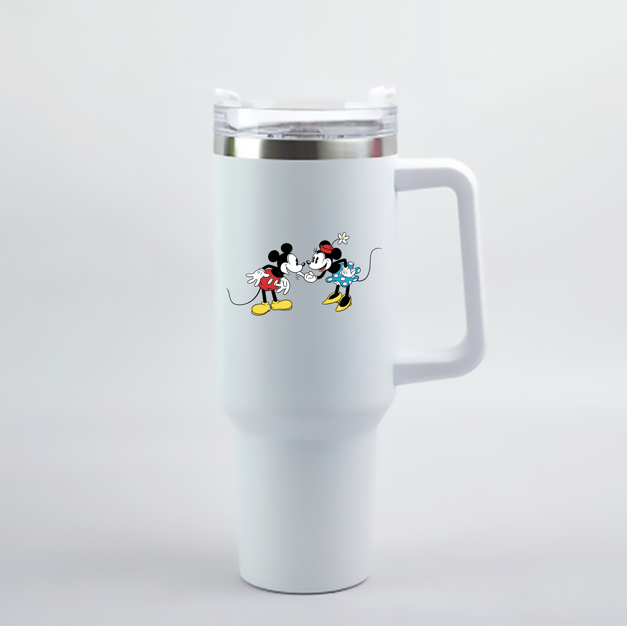 （画像用） ミッキーマウス Mickey Mouse 1200mL車用タンブラー - クリスタルステッカー（プラスチックストロー付き）