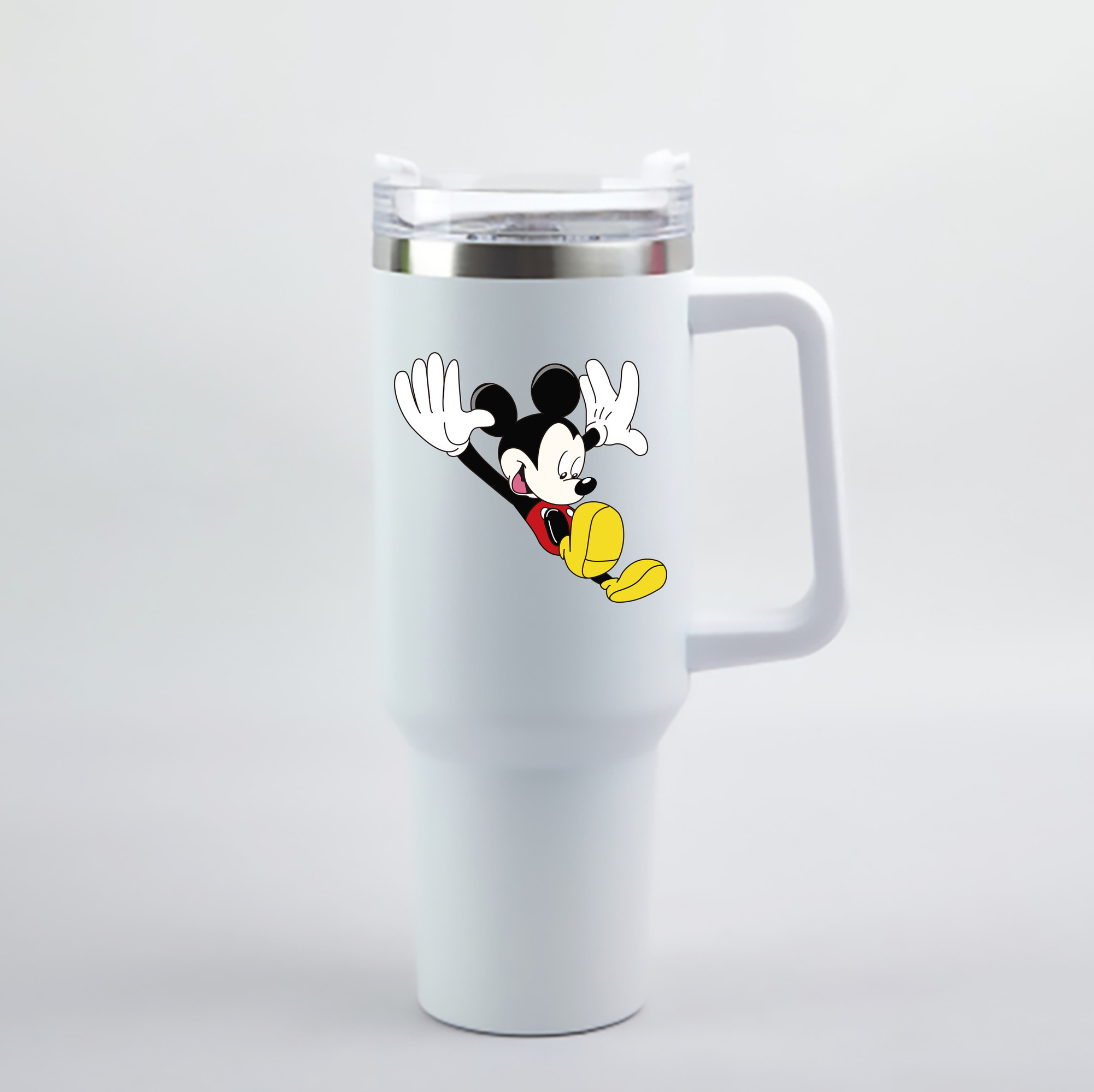 （画像用） ミッキーマウス Mickey Mouse 1200mL車用タンブラー - クリスタルステッカー（プラスチックストロー付き）