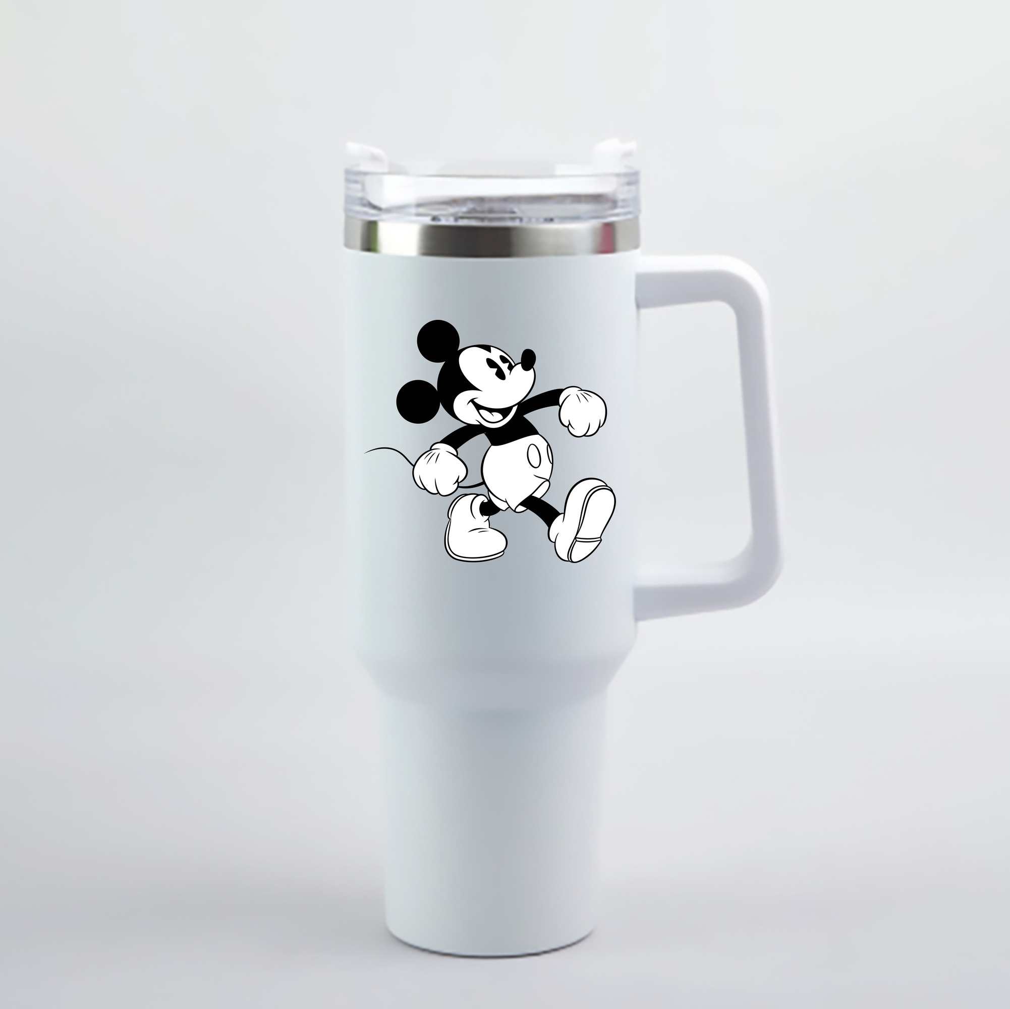 （画像用） ミッキーマウス Mickey Mouse 1200mL車用タンブラー - クリスタルステッカー（プラスチックストロー付き）