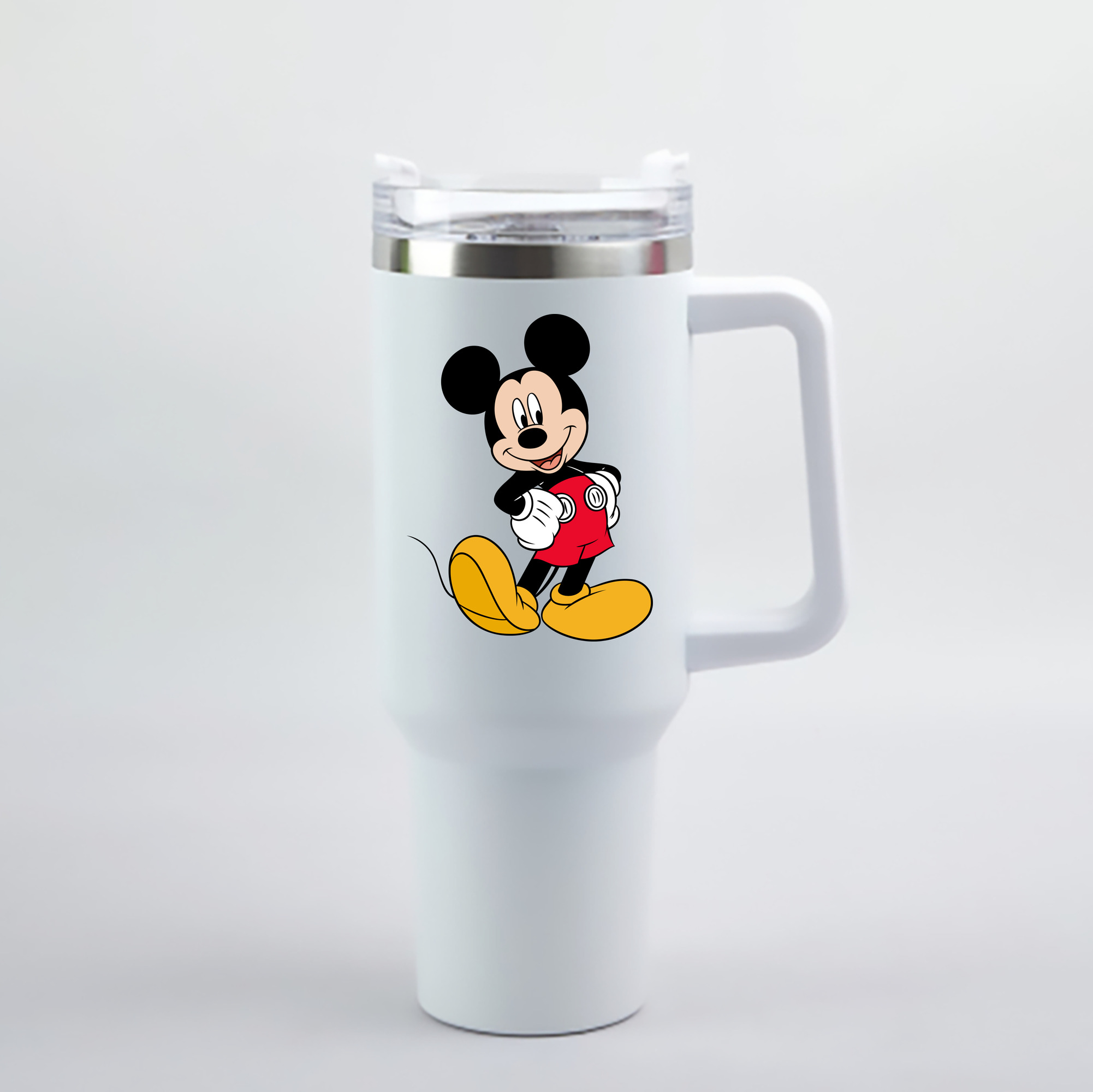 （画像用） ミッキーマウス Mickey Mouse 1200mL車用タンブラー - クリスタルステッカー（プラスチックストロー付き）