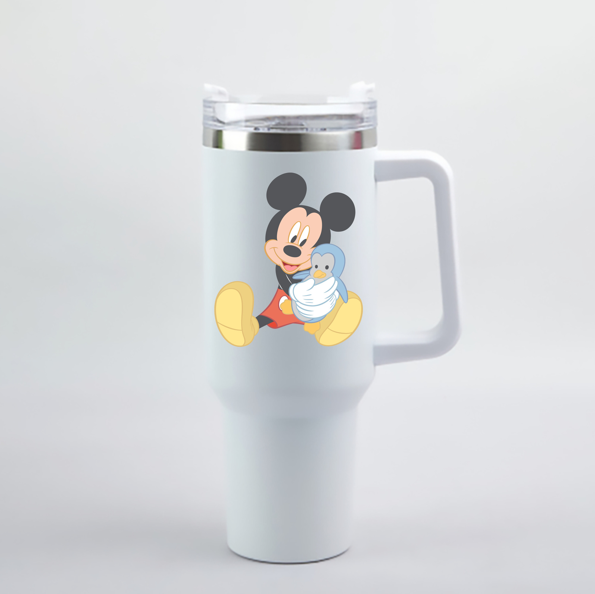（画像用） ミッキーマウス Mickey Mouse 1200mL車用タンブラー - クリスタルステッカー（プラスチックストロー付き）