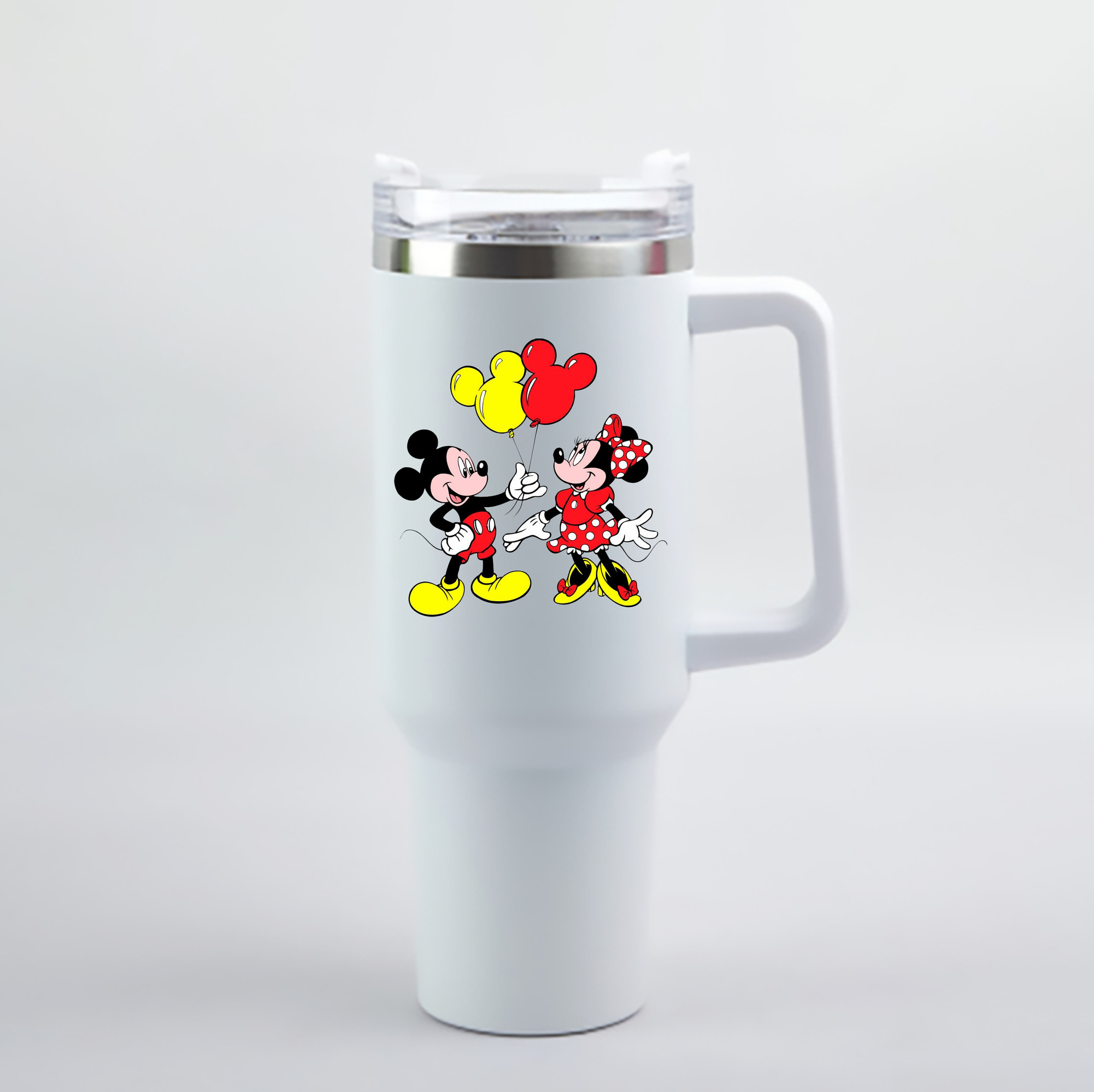 （画像用） ミッキーマウス Mickey Mouse 1200mL車用タンブラー - クリスタルステッカー（プラスチックストロー付き）