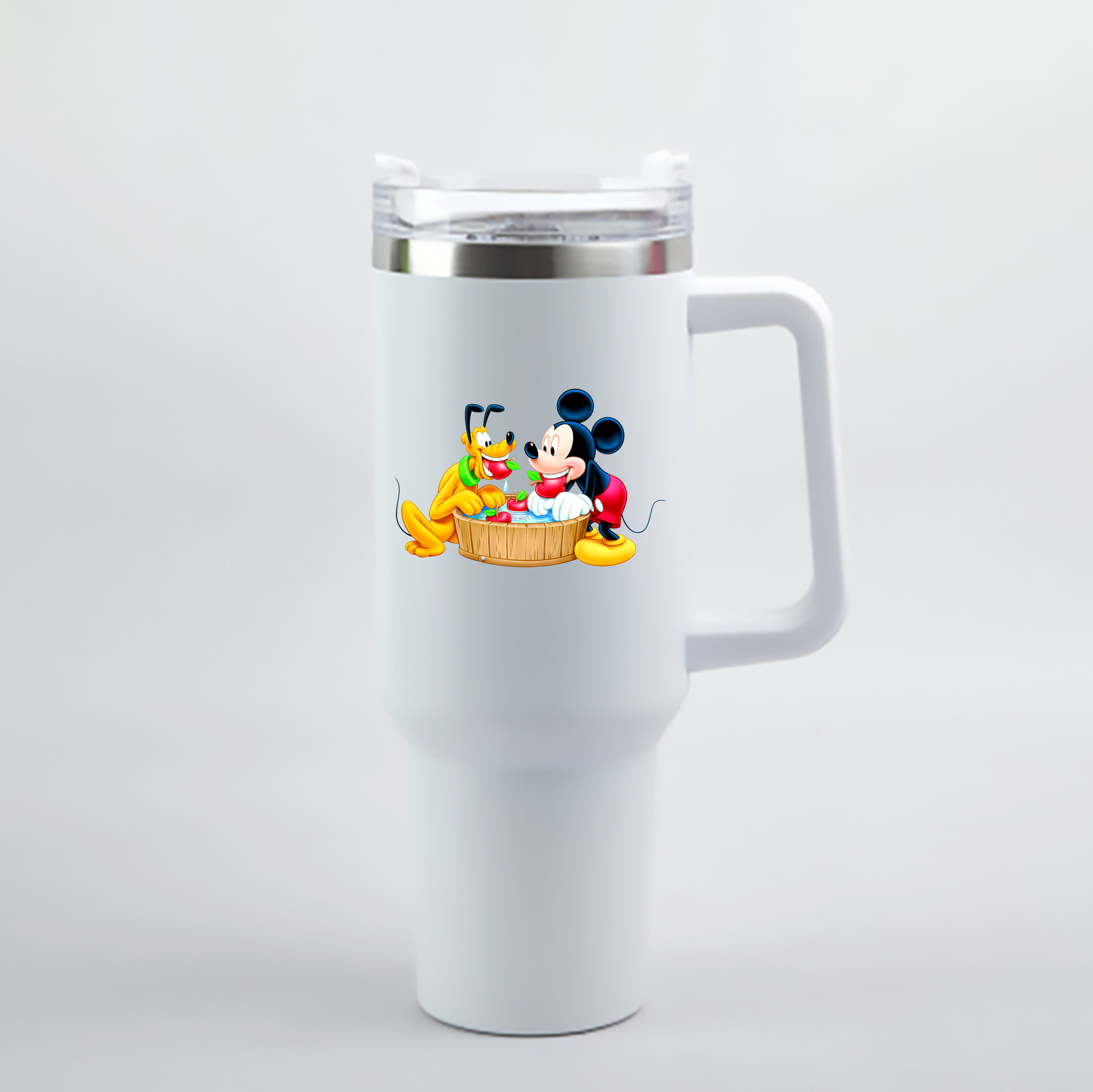 （画像用） ミッキーマウス Mickey Mouse 1200mL車用タンブラー - クリスタルステッカー（プラスチックストロー付き）