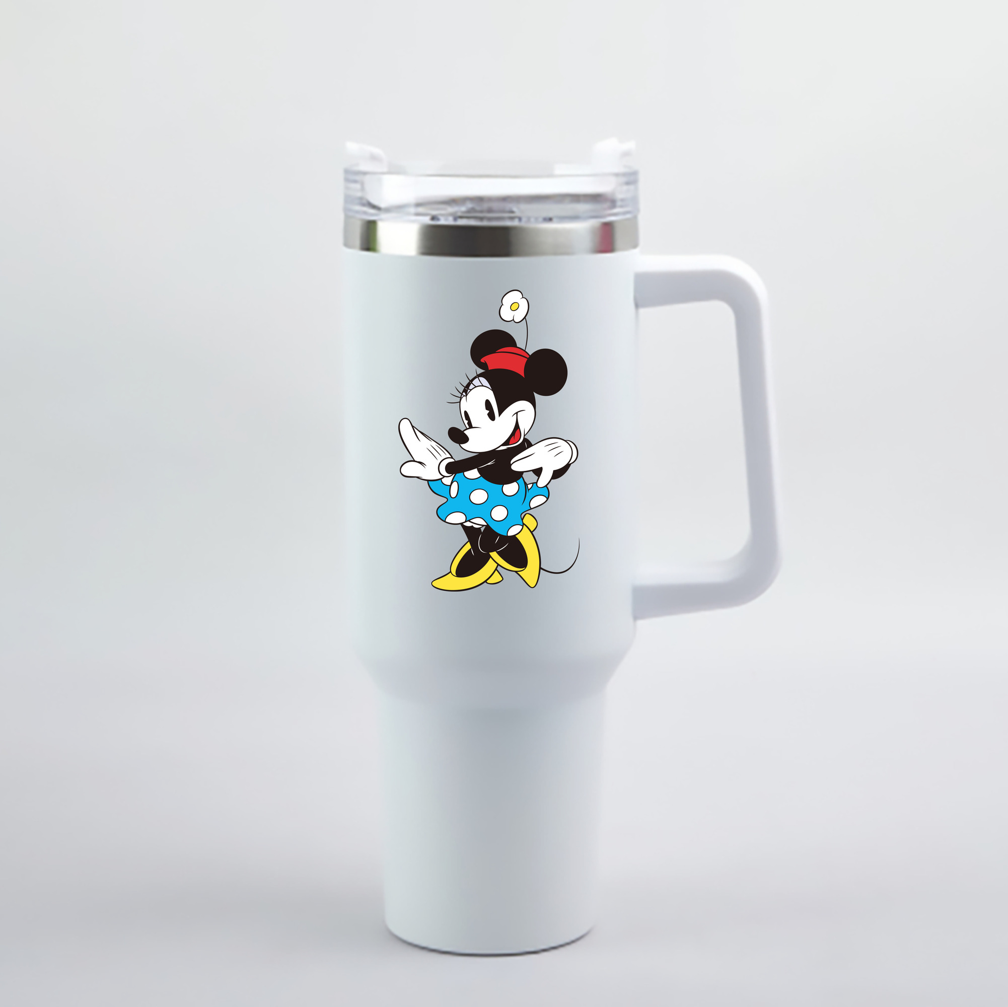 （画像用） ミッキーマウス Mickey Mouse 1200mL車用タンブラー - クリスタルステッカー（プラスチックストロー付き）