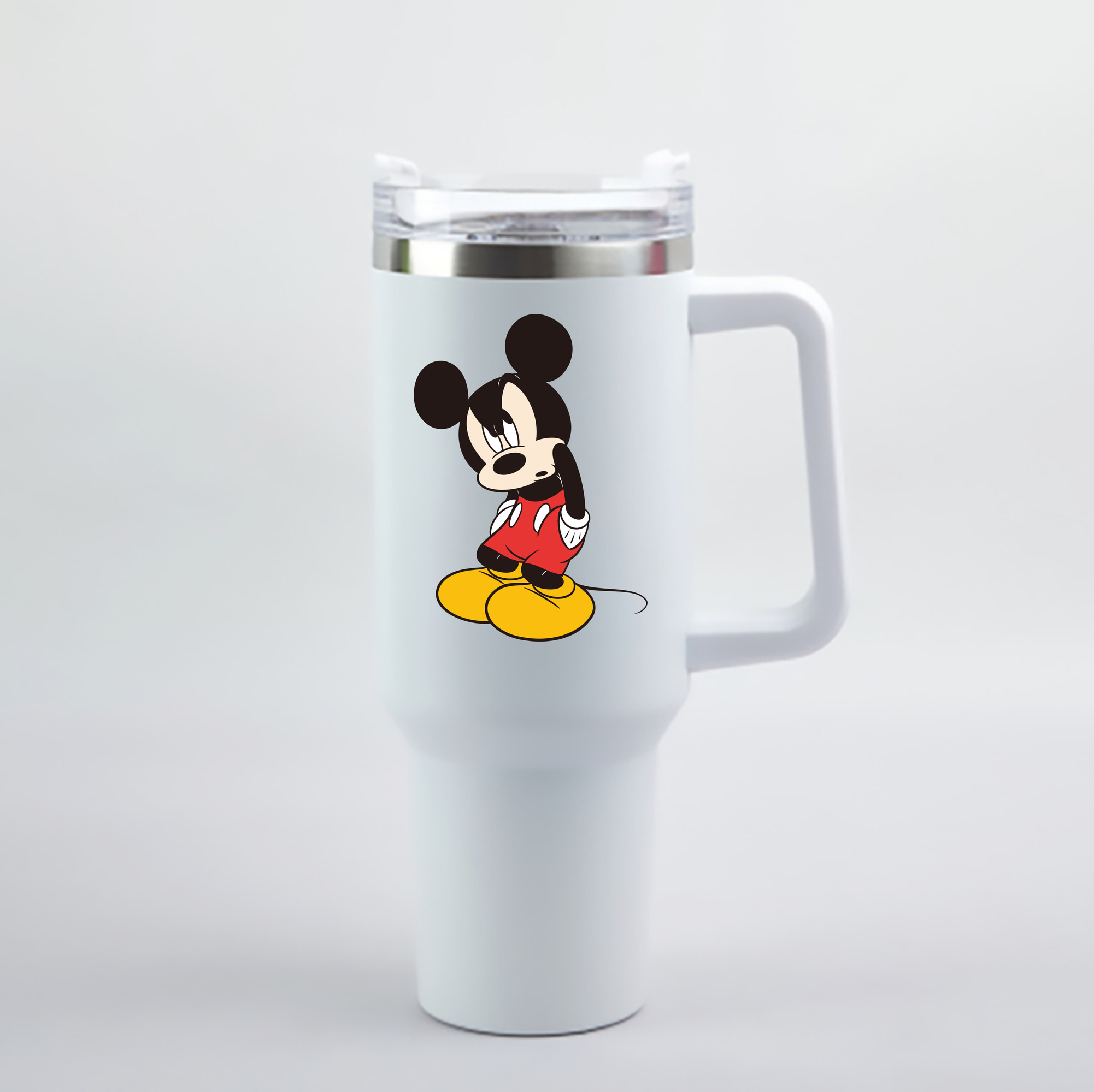 （画像用） ミッキーマウス Mickey Mouse 1200mL車用タンブラー - クリスタルステッカー（プラスチックストロー付き）