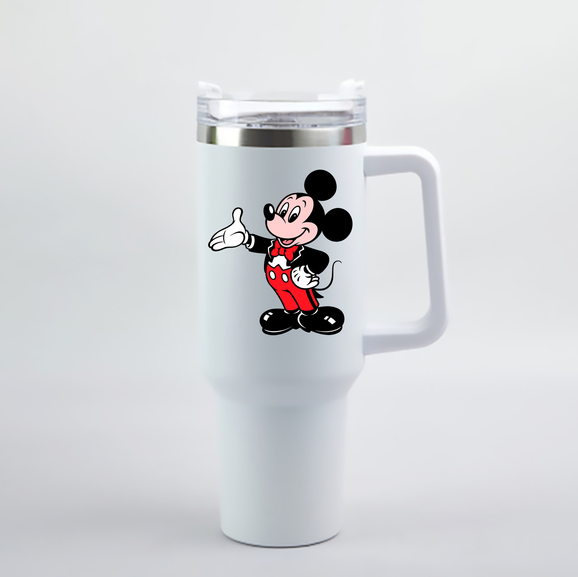 （画像用） ミッキーマウス Mickey Mouse 1200mL車用タンブラー - クリスタルステッカー（プラスチックストロー付き）